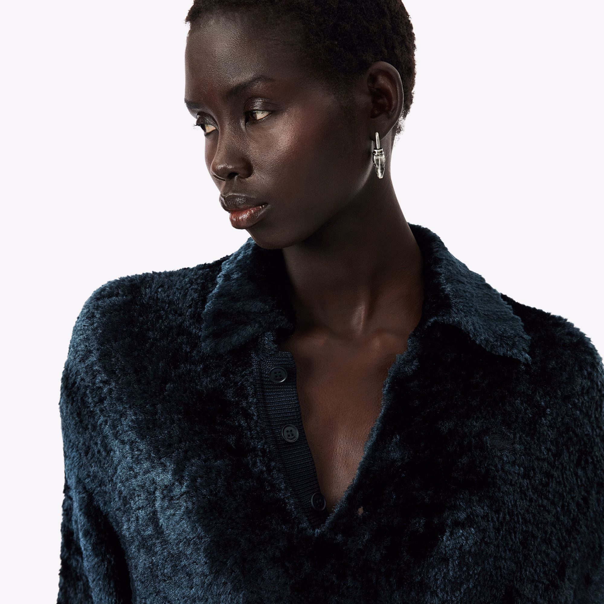 Runway Polo Collar Velour Sweater