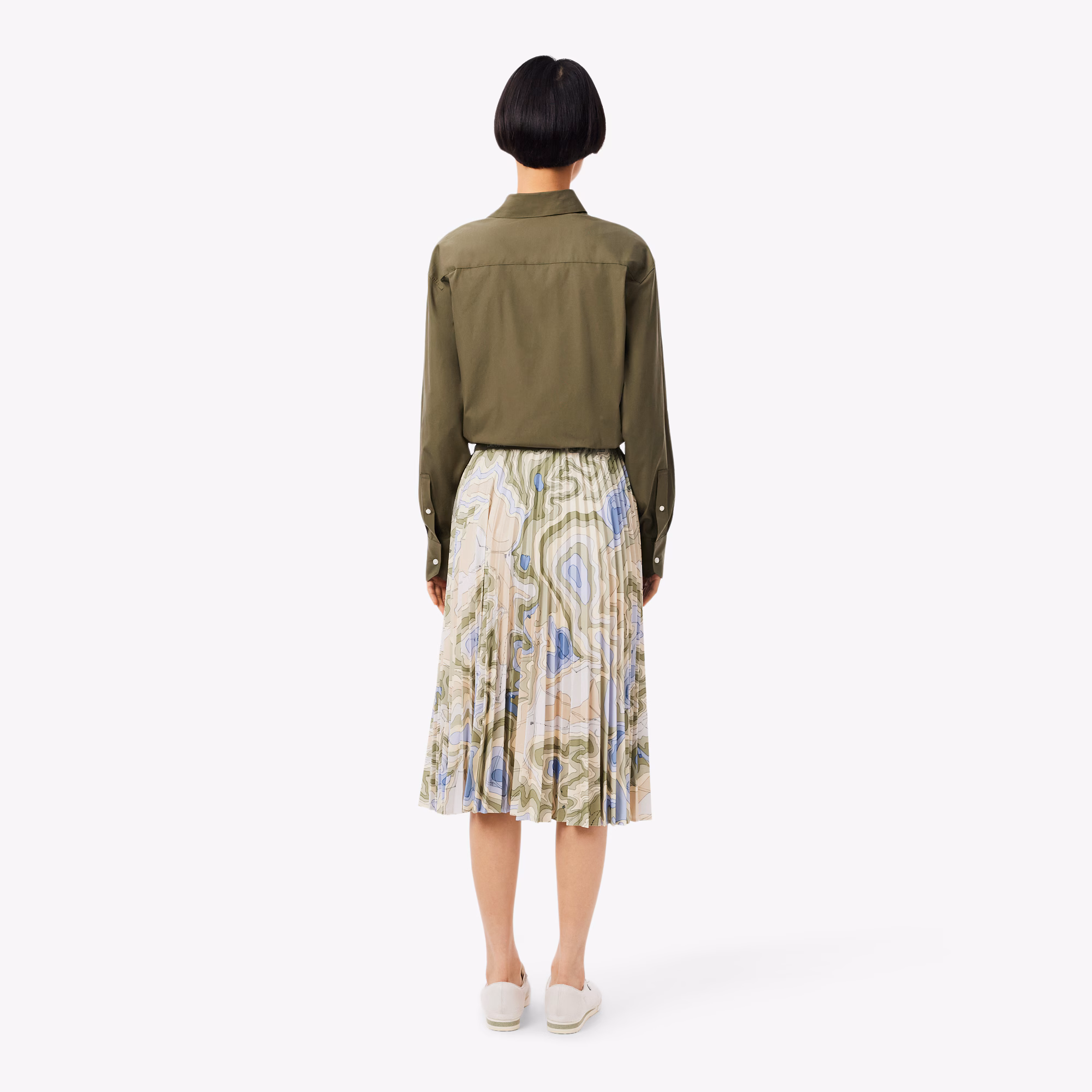 Women's Topography Print Pleated Skirt