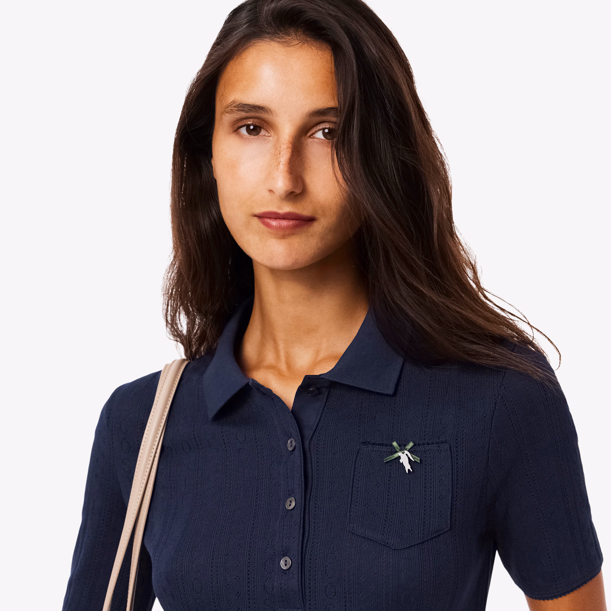 Women's Slim Fit Pointelle Branded L.12.D Polo
