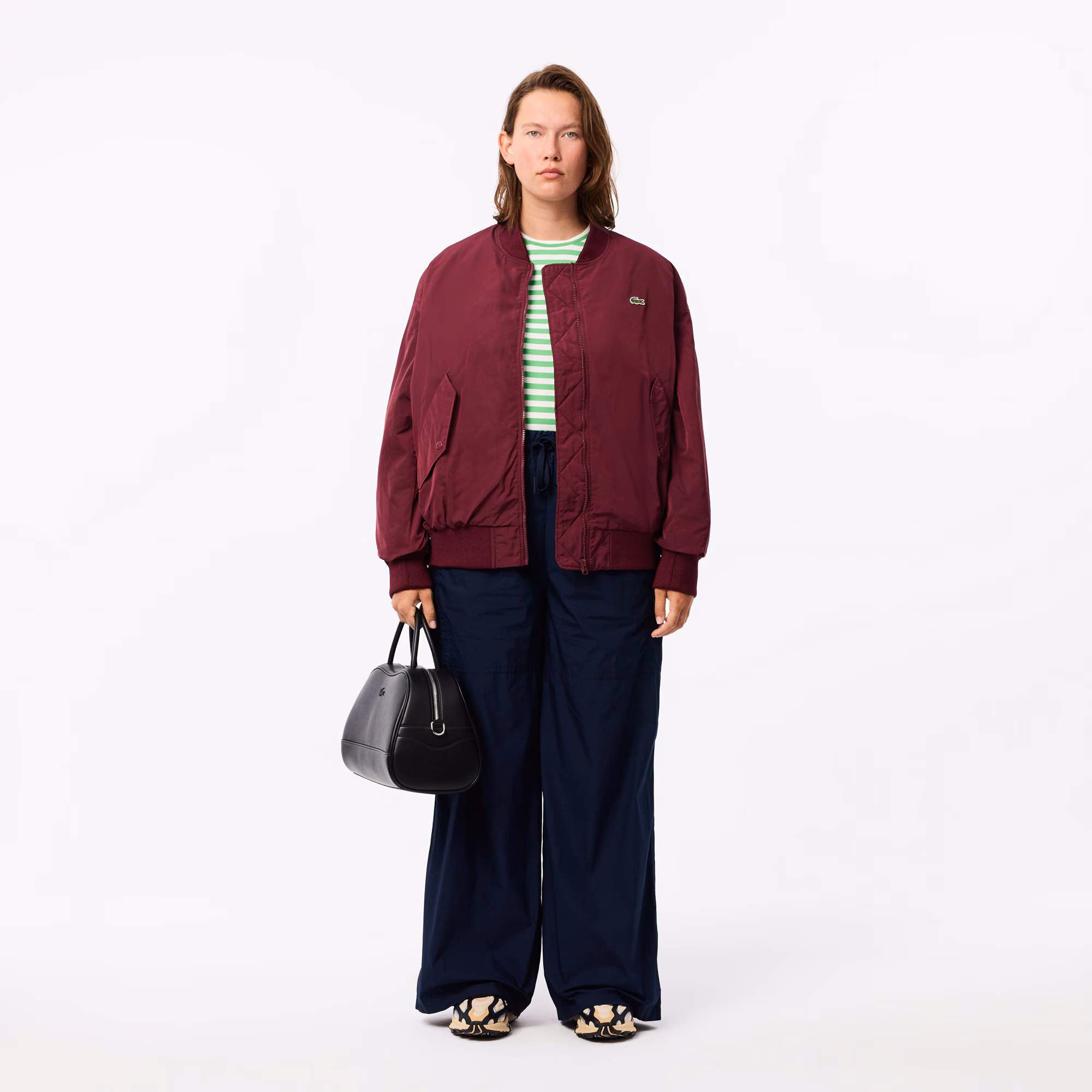 Women's Oversized Ribbed Cuff Bomber Jacket