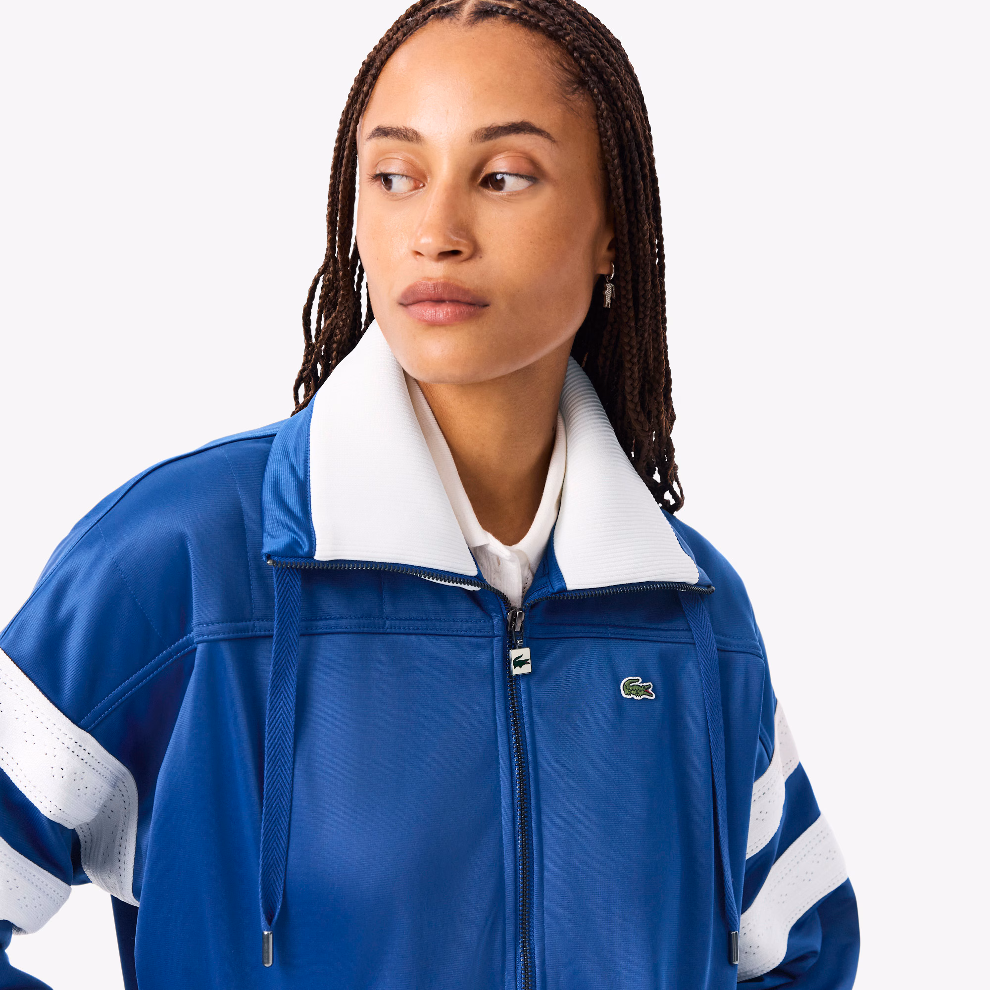 Women's Oversized Pointelle Stripe Satin Sweatshirt