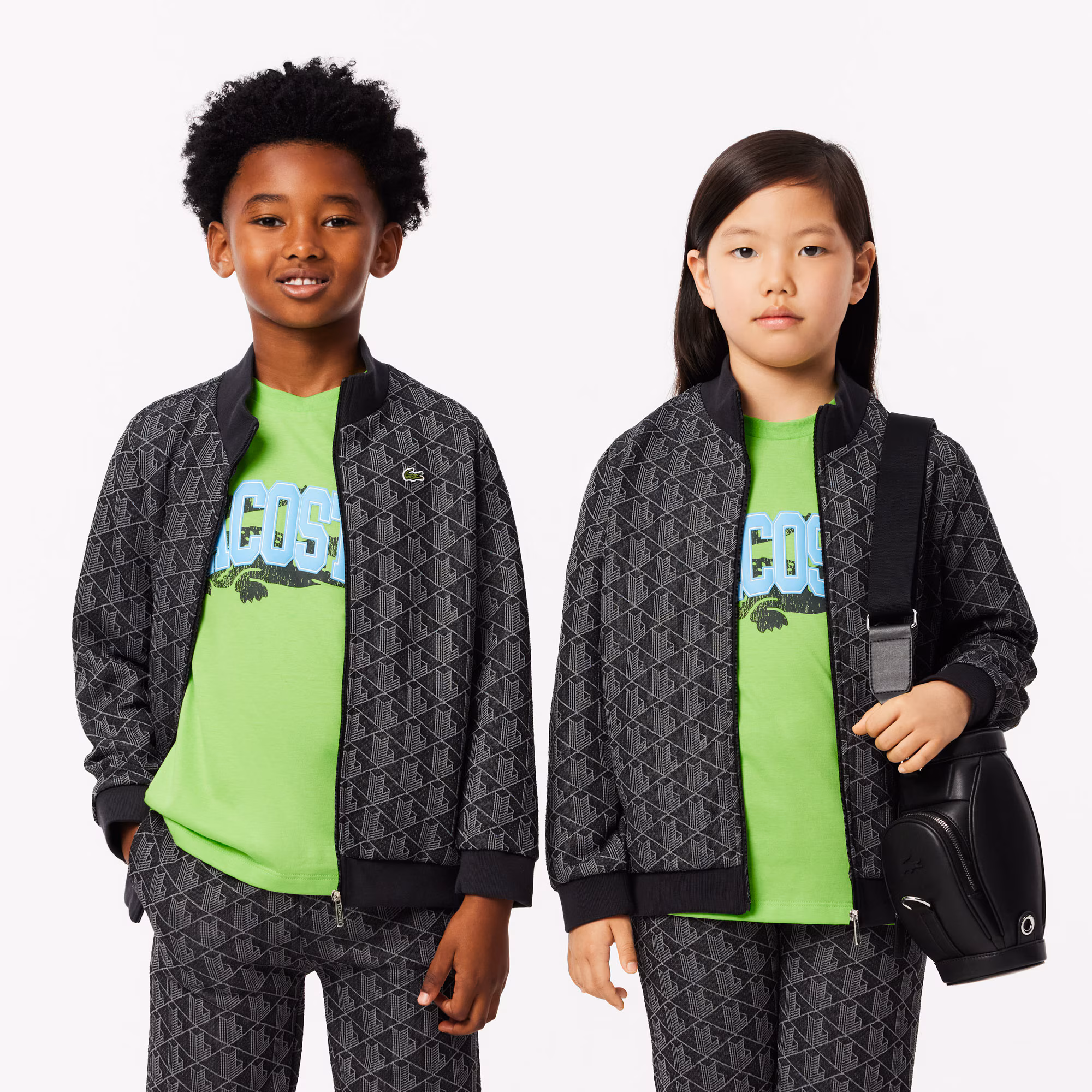 Kids' High-Neck Zip-Up Paris Monogram Sweatshirt