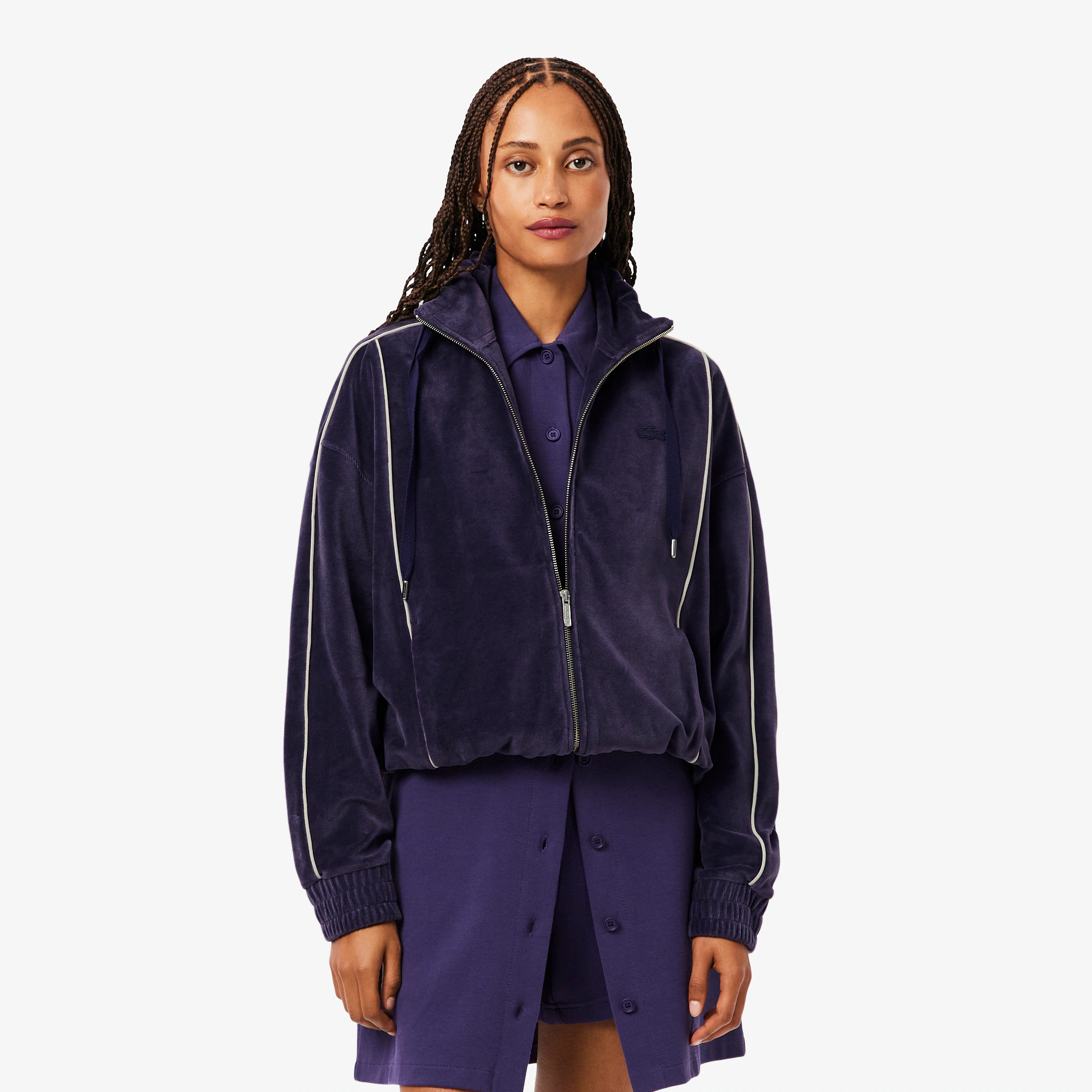 Women's Oversized Zip-Up Velour Sweatshirt