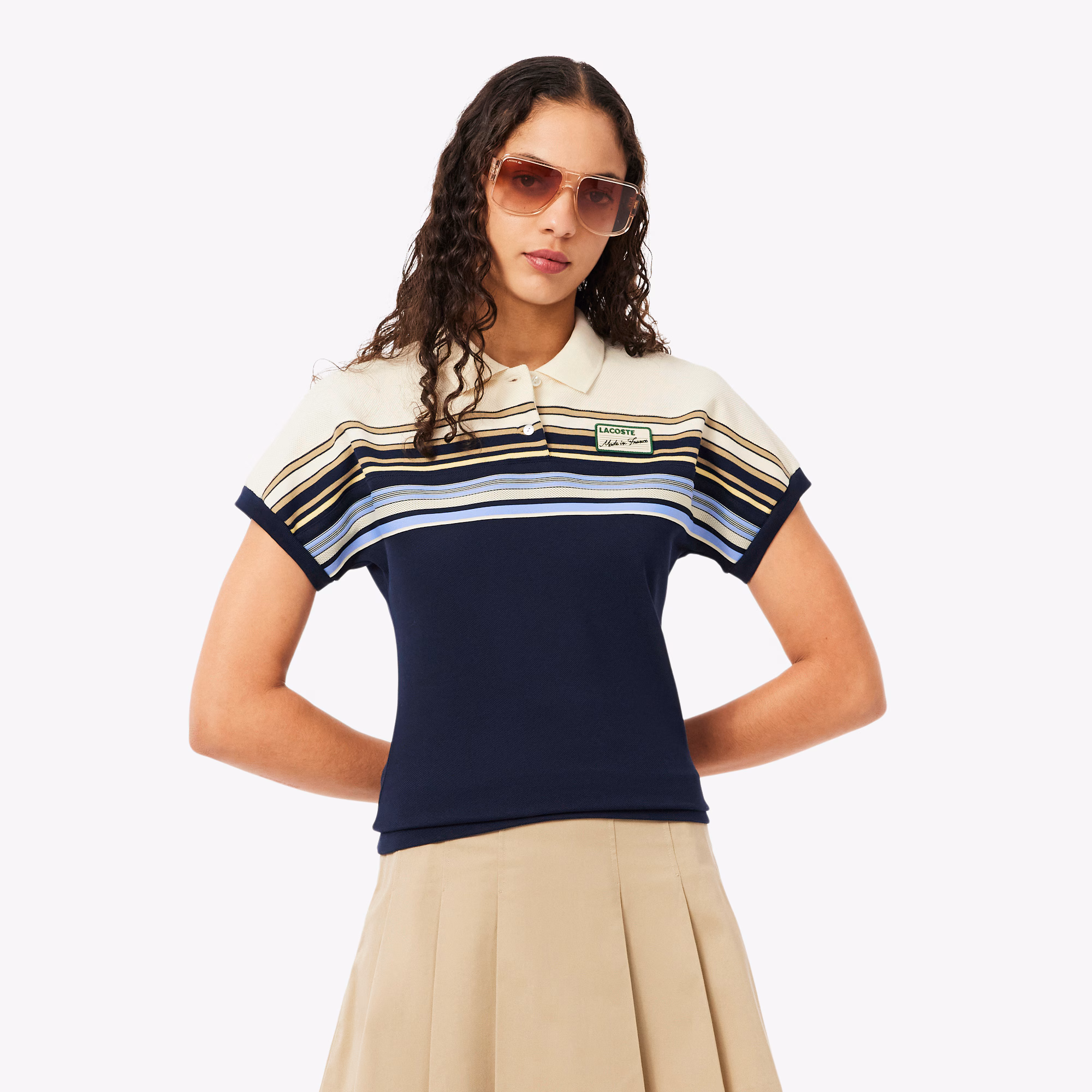 Women's Made In France Slim Fit Striped Polo