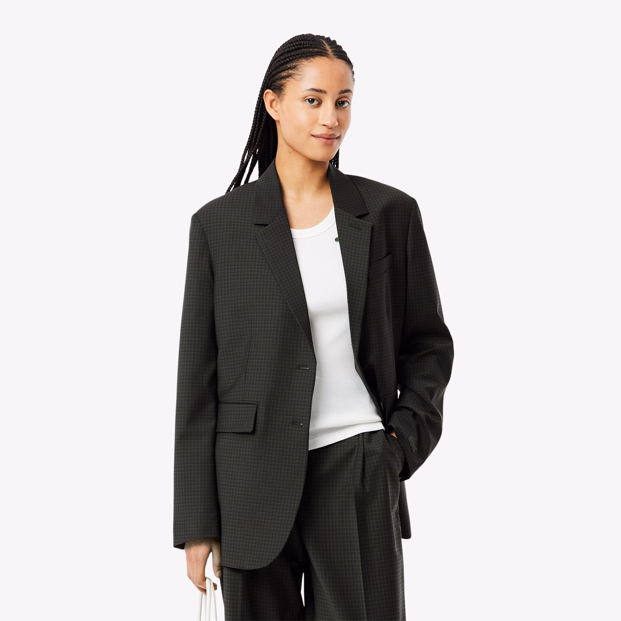 Women's Wool Blend Checked Blazer