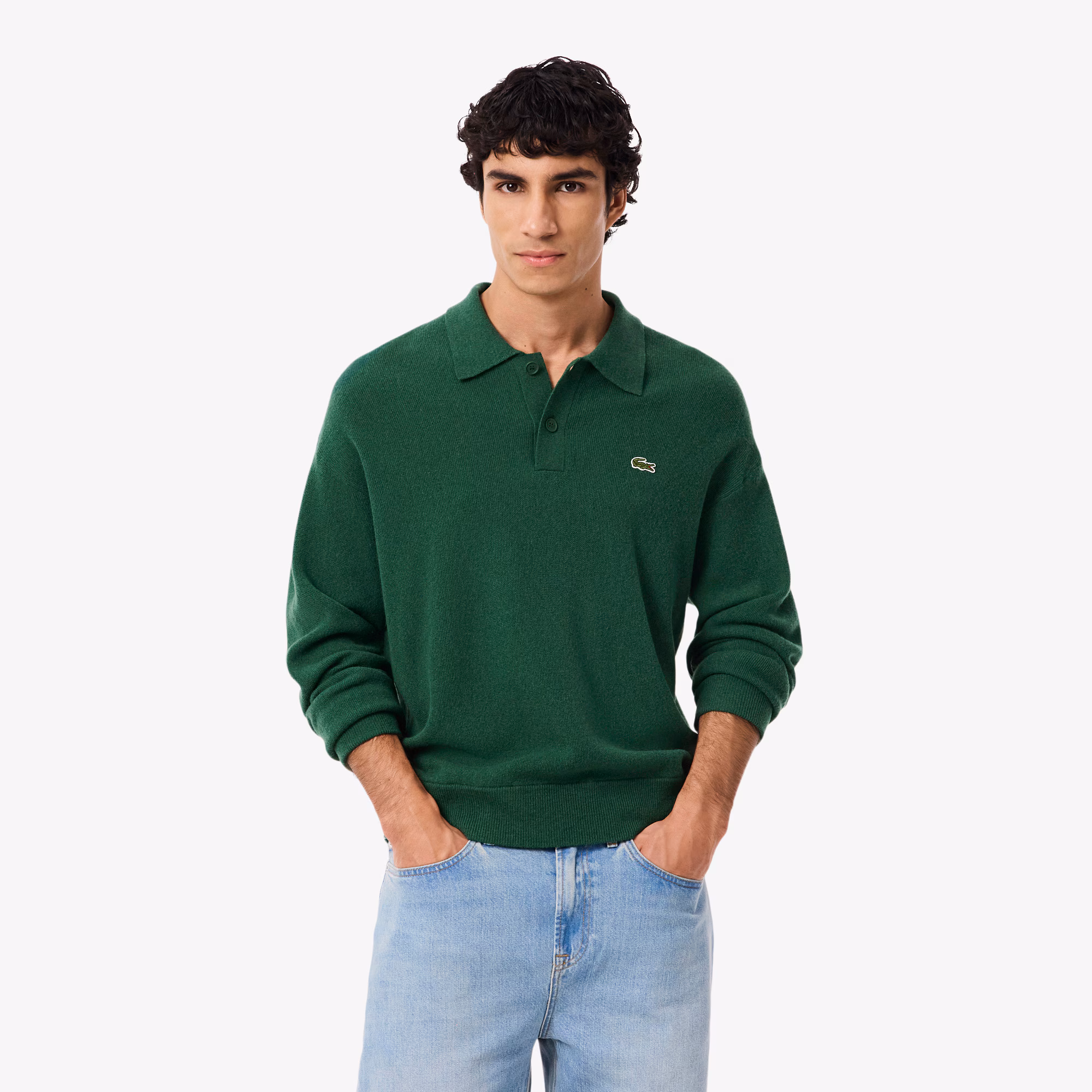 Men's Relaxed Fit Wool Polo Sweater