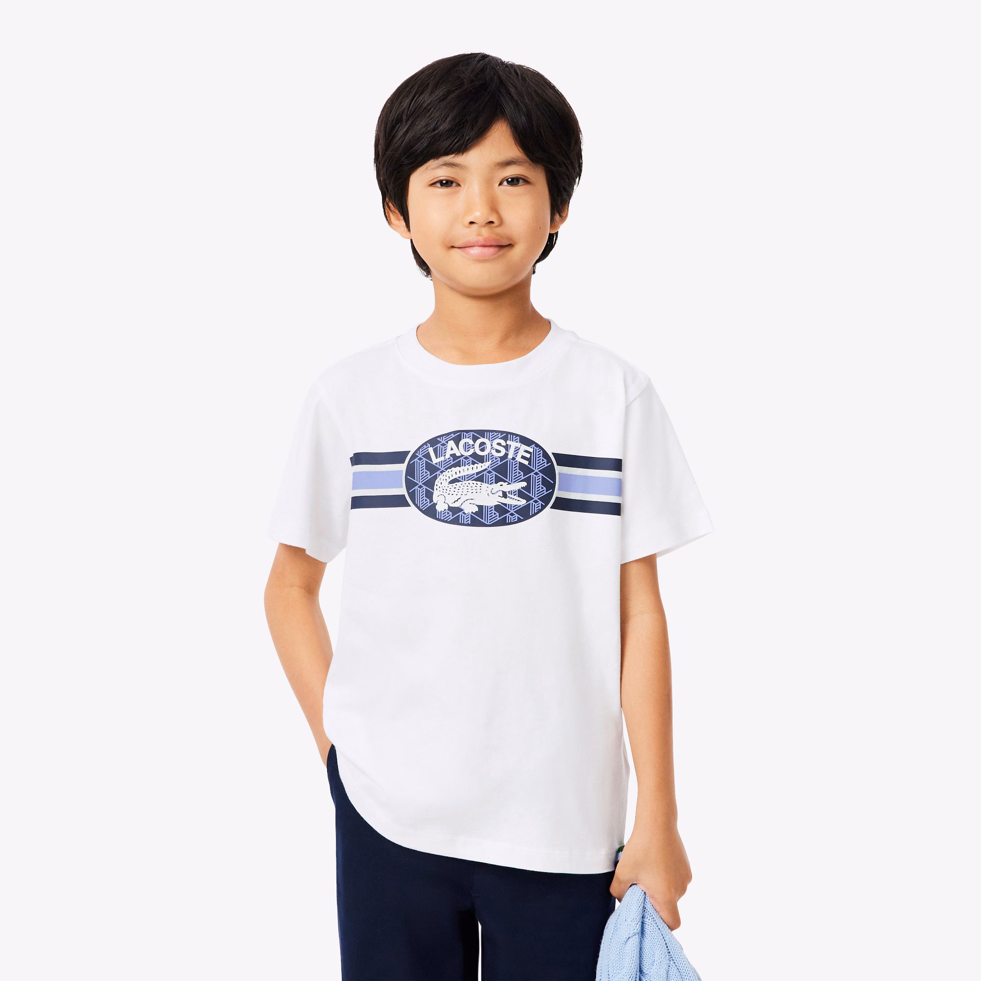 Boys' Monogram Print Cotton T-Shirt