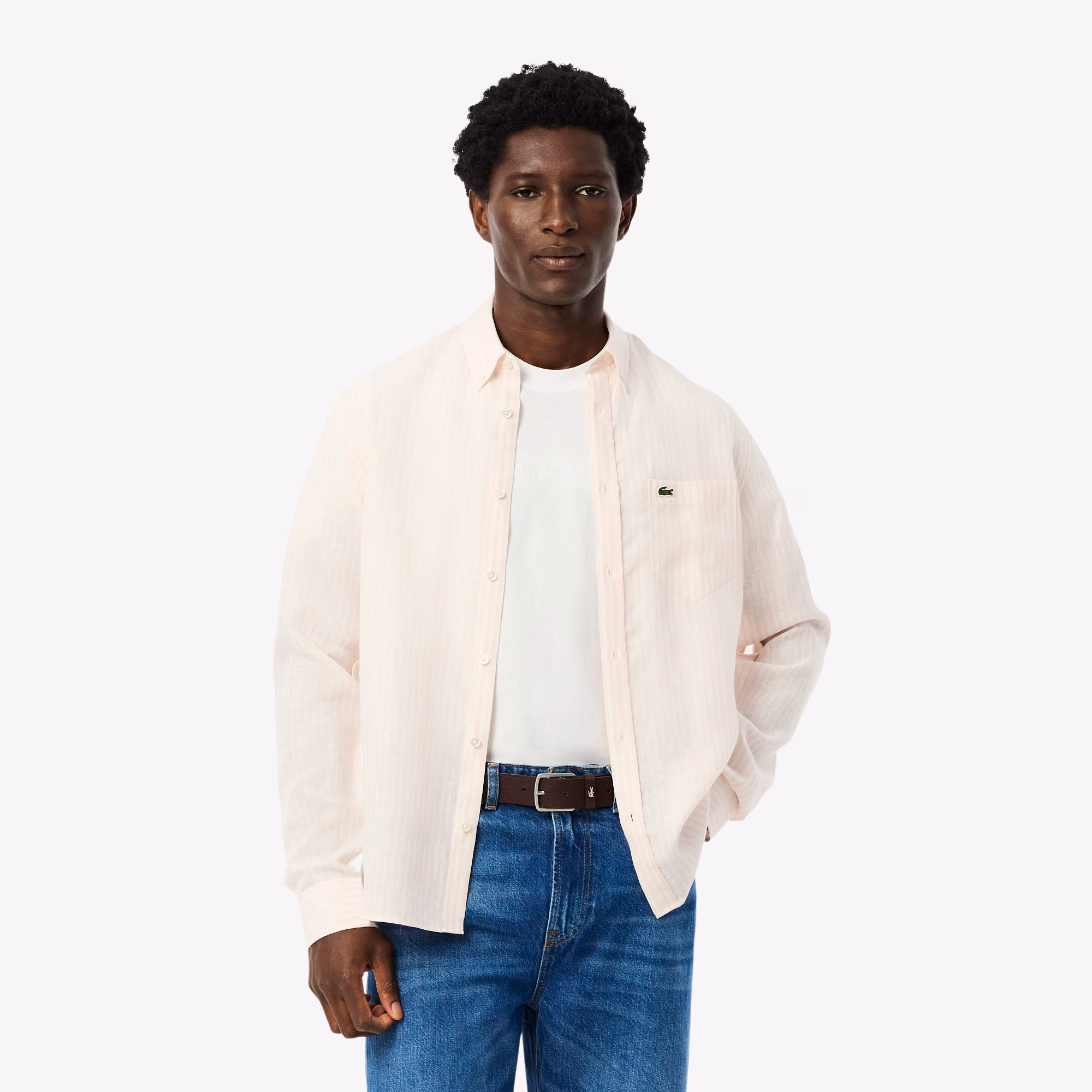 Men's Regular Fit Striped Linen Shirt