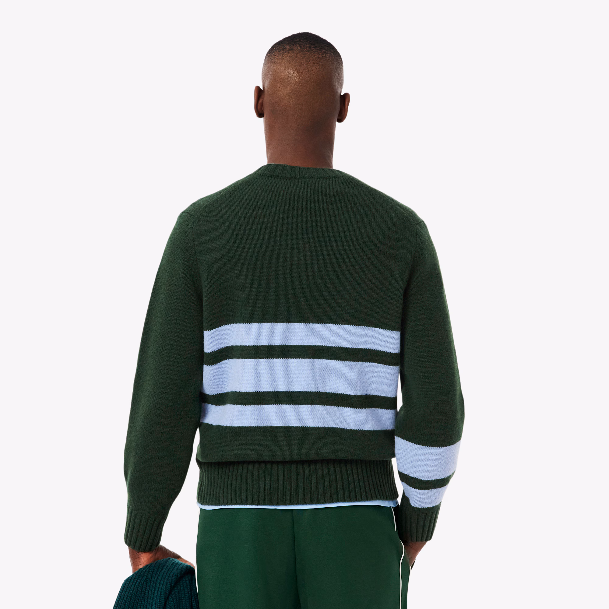 Men's Striped Wool V-Neck Sweater