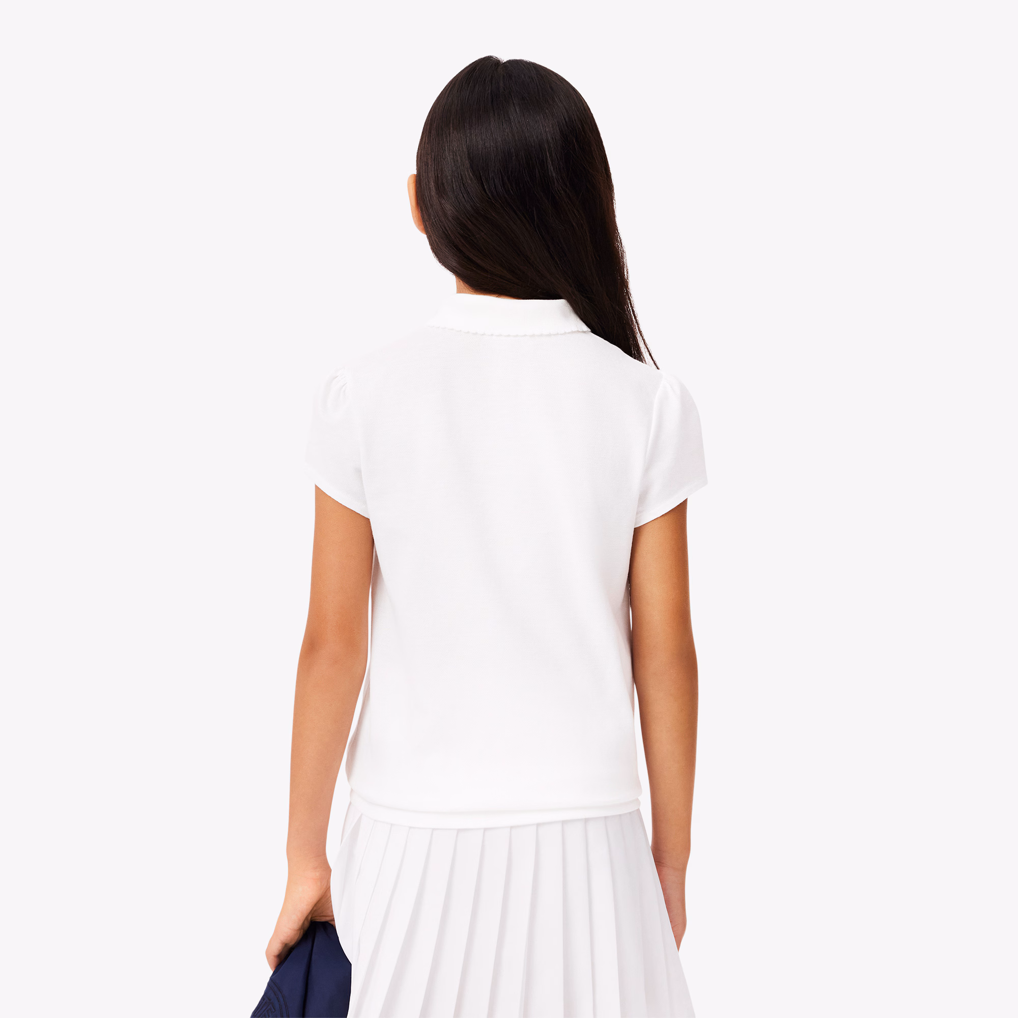 Kids' Scalloped Collar Mini Piqué Polo