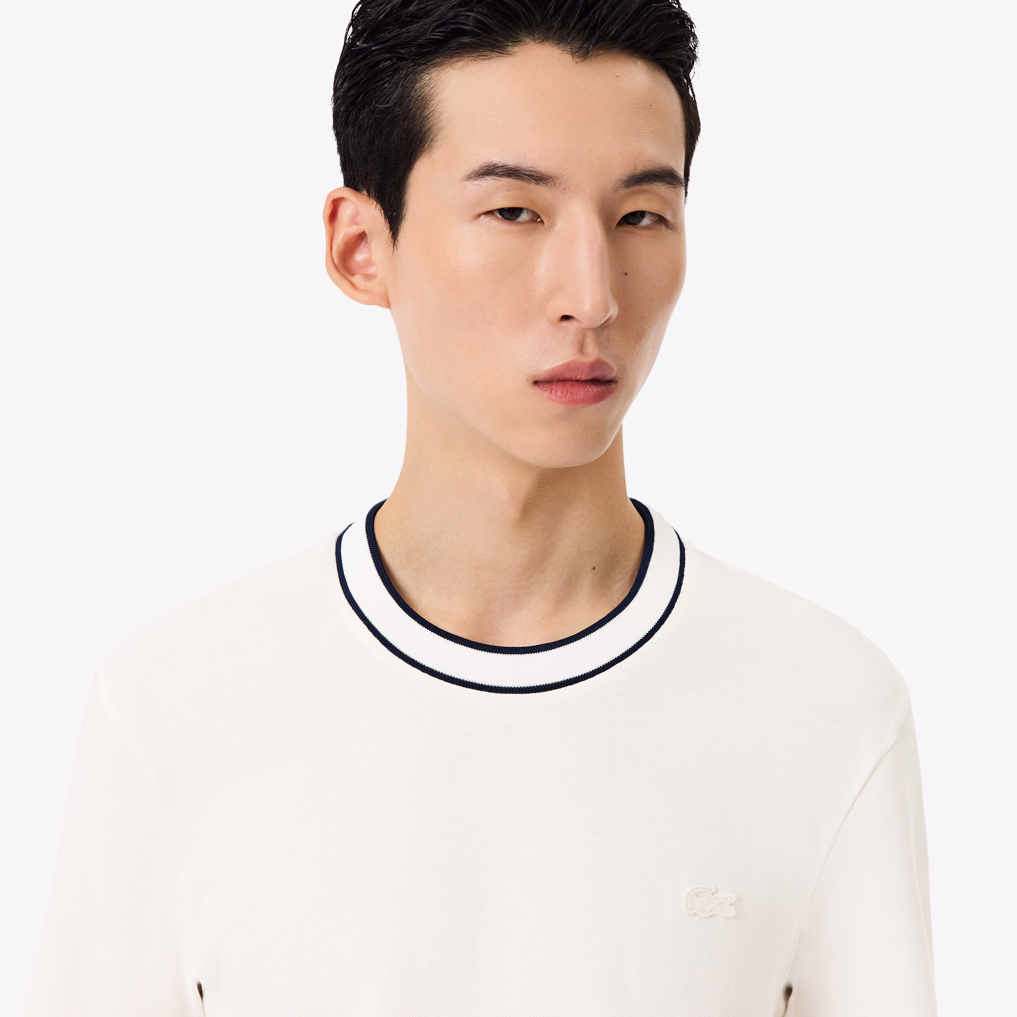 Men's Stretch Piqué Striped Collar T-Shirt