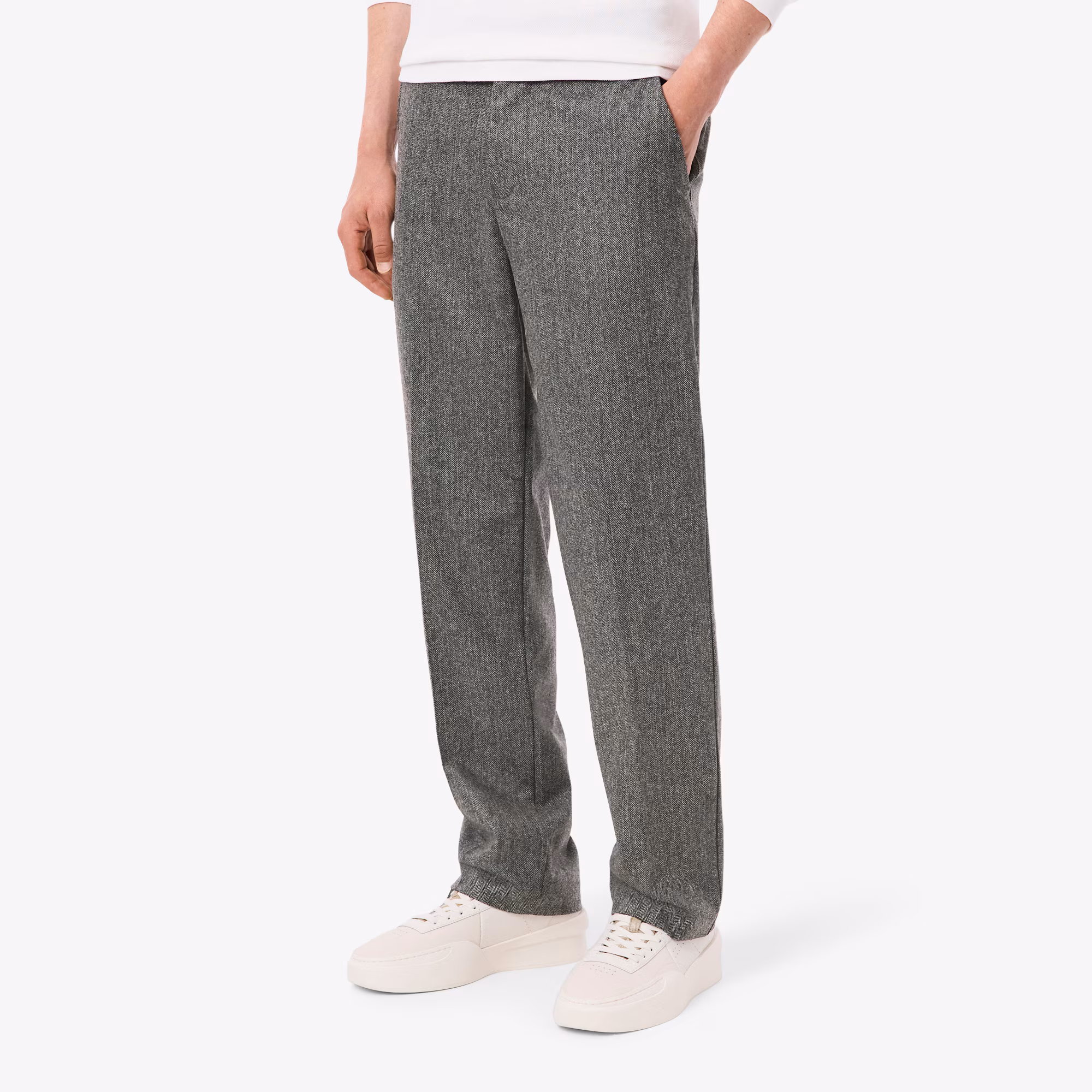 Men's Straight Fit Chevron Wool Pants
