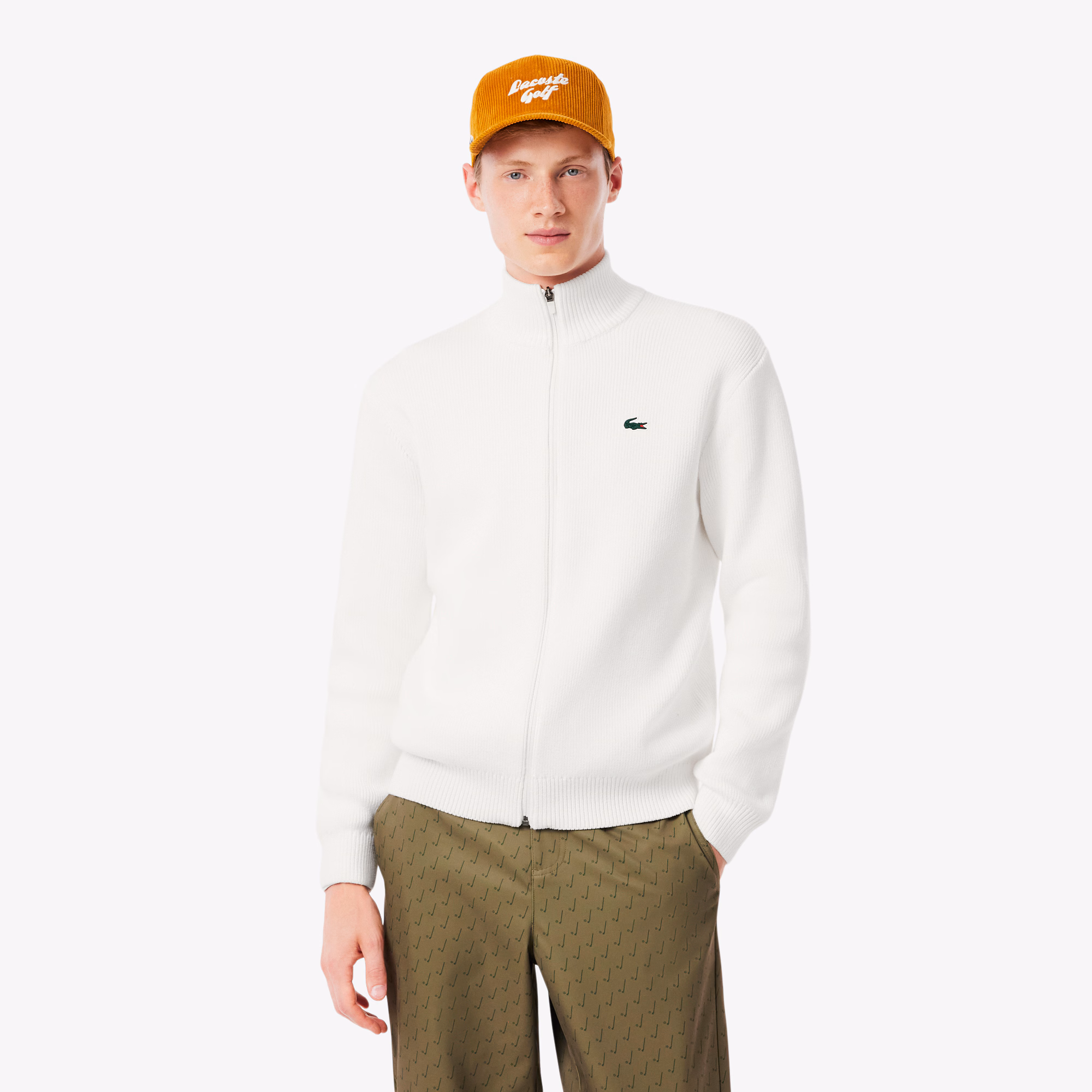 Men's Ribbed Knit Zip-Up Golf Sweater
