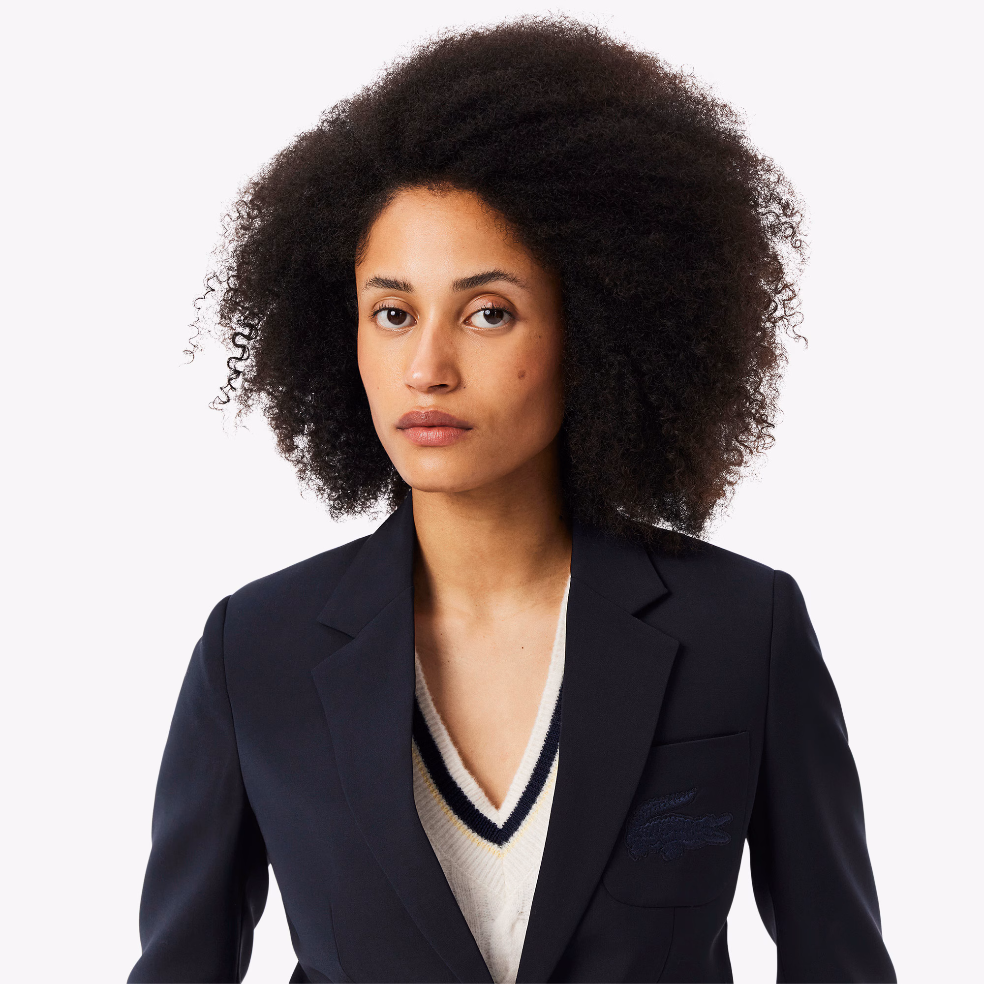 Women's Embroidered Logo Slim Fit Wool Blazer