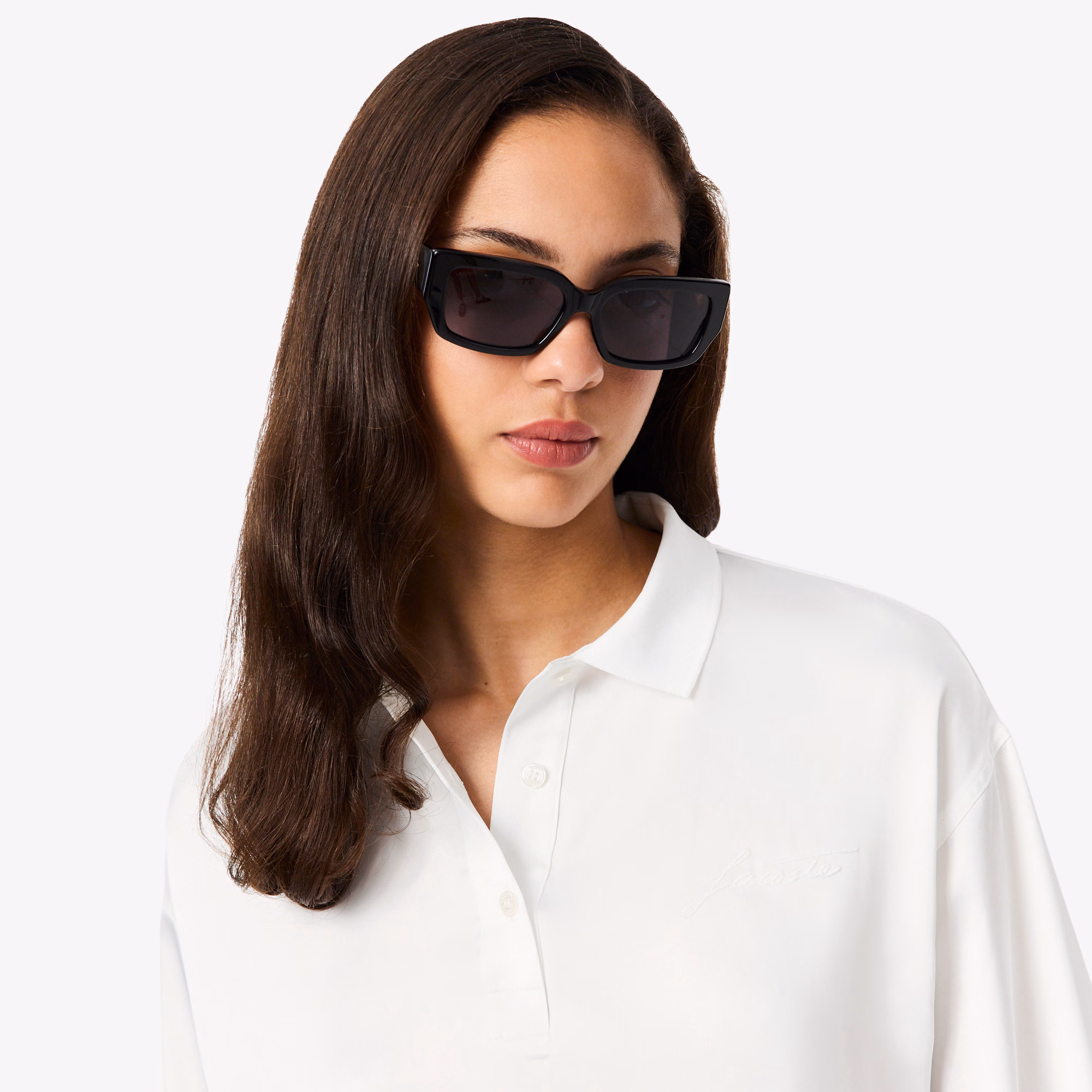 Women's Long Sleeve Oversized Satin Polo