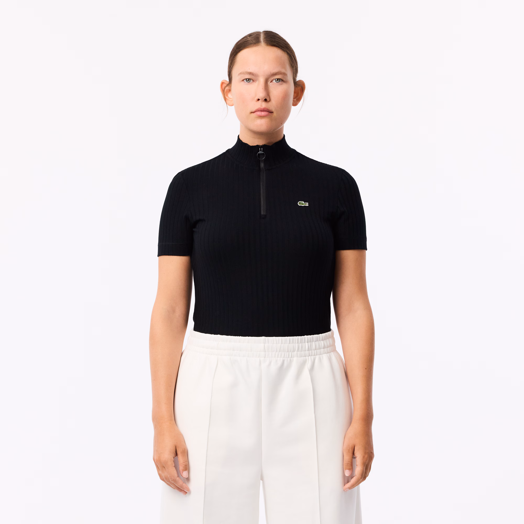 Women's Slim Fit High Zip Neck Polo