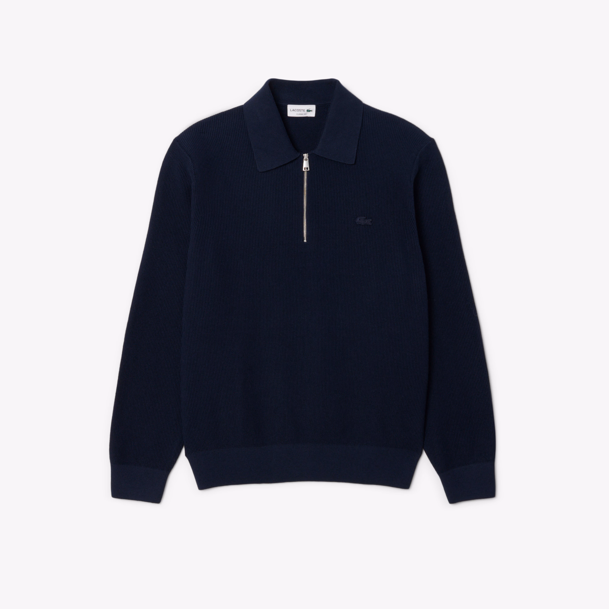 Men's Cotton & Wool Blend Half-Zip Polo Collar Sweater