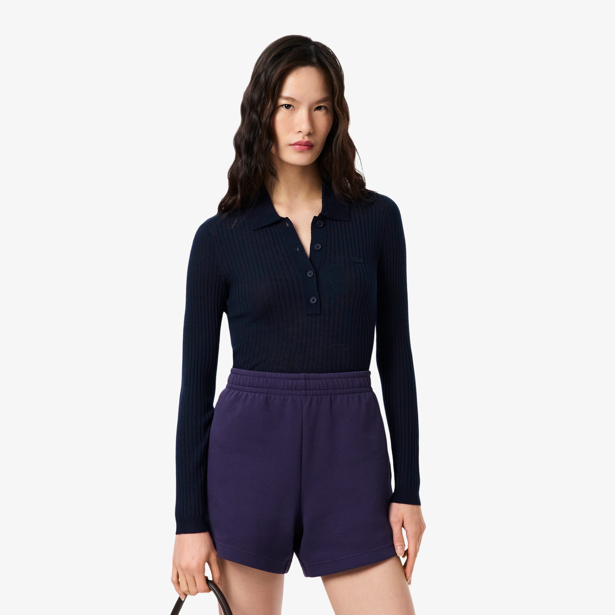 Women's Wool Jersey Polo Collar Sweater