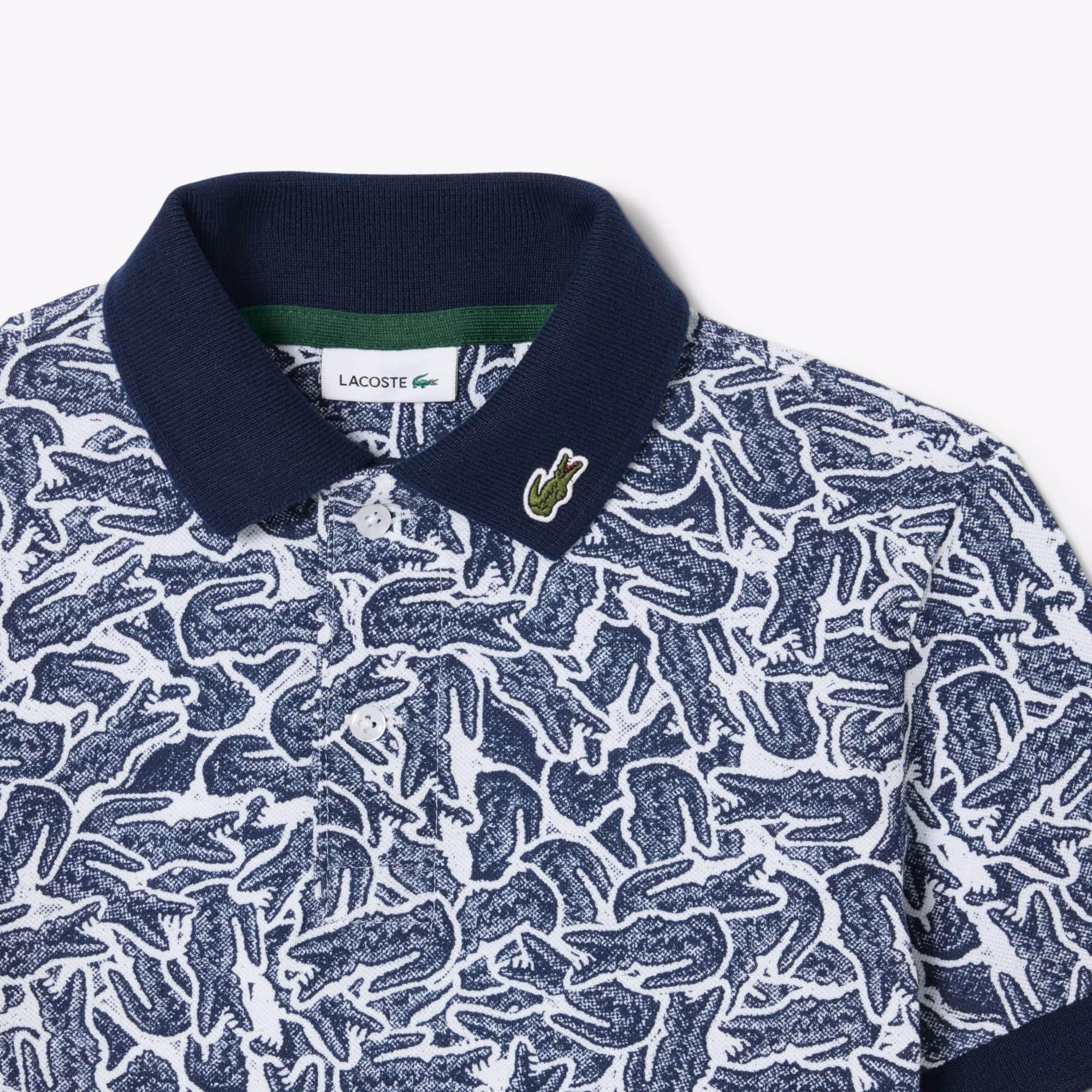 Crocodile Print Piqué Polo Shirt