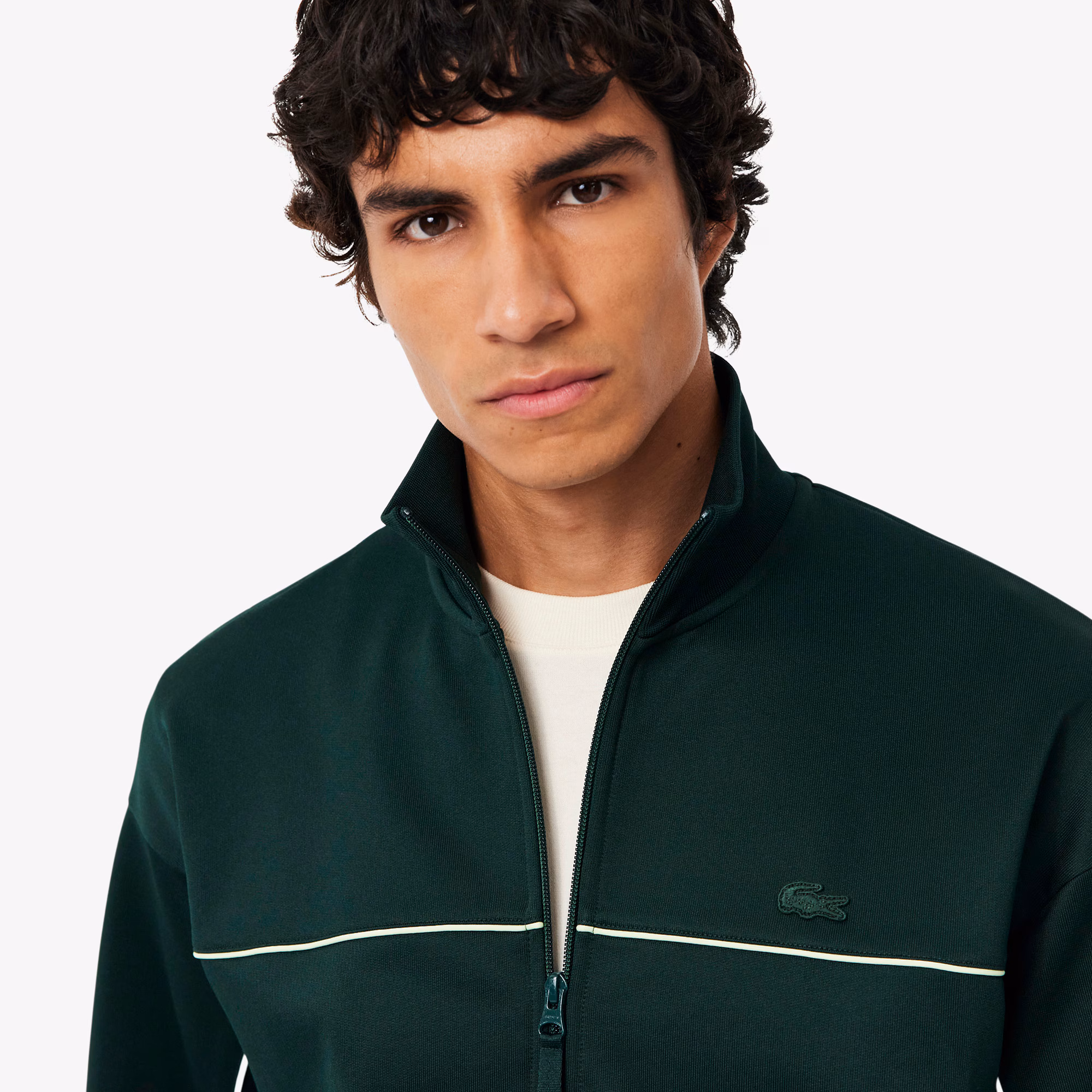 Men's Satin Effect Zip-Up Fleece Sweatshirt