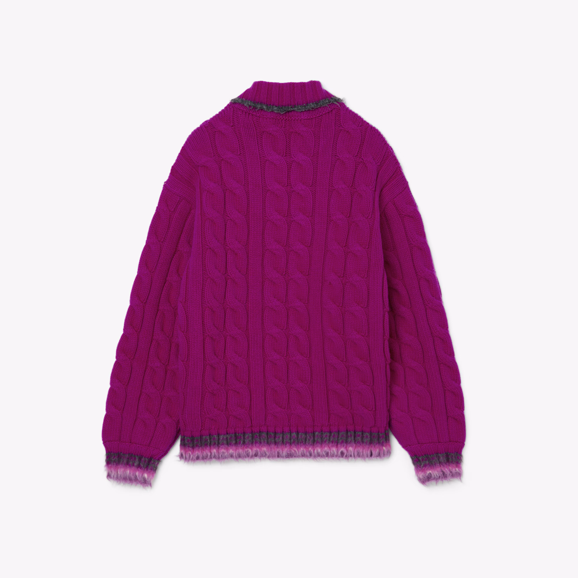 Runway Wool Polo Collar Cable Knit Sweater