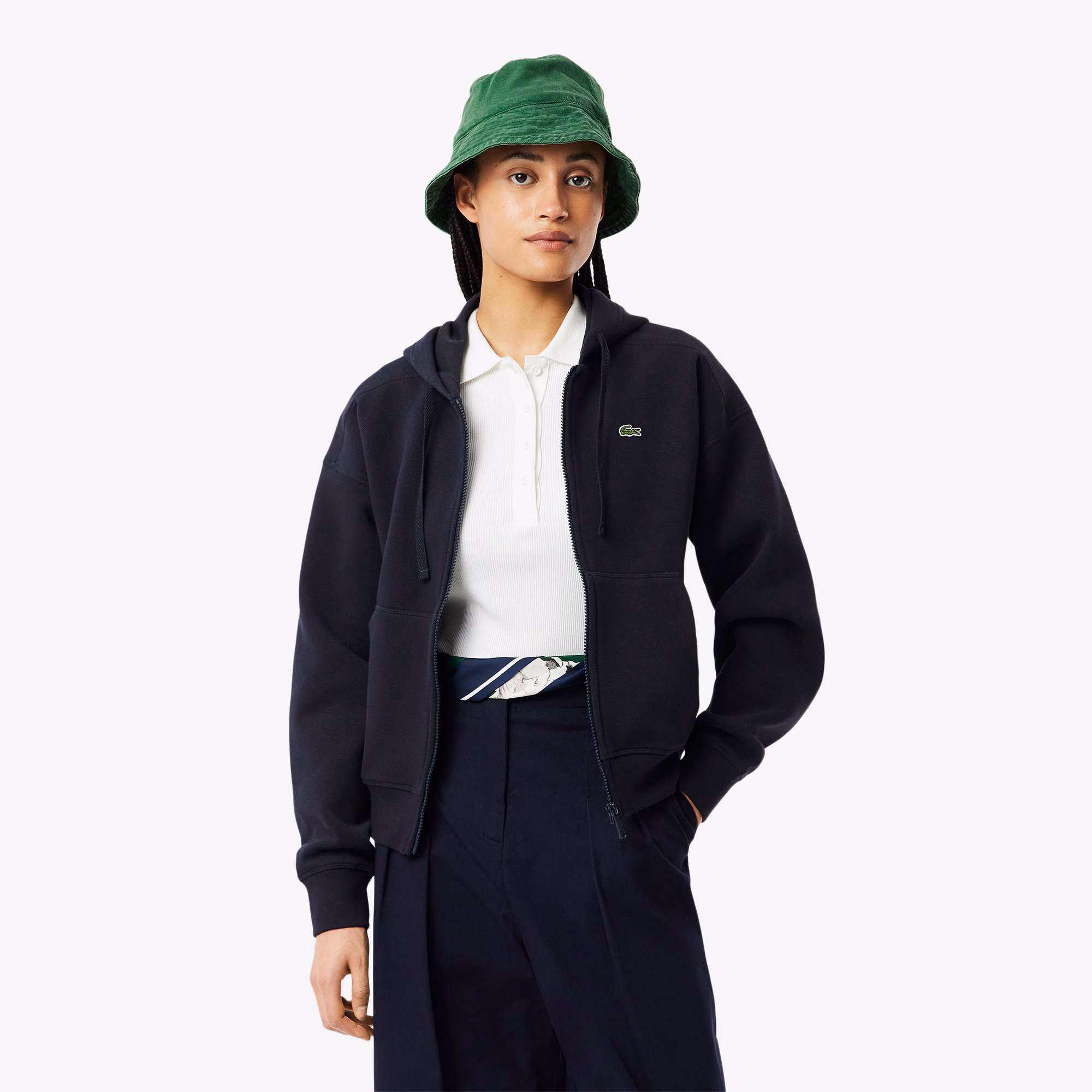 Women's Zip-Up Piqué Hoodie