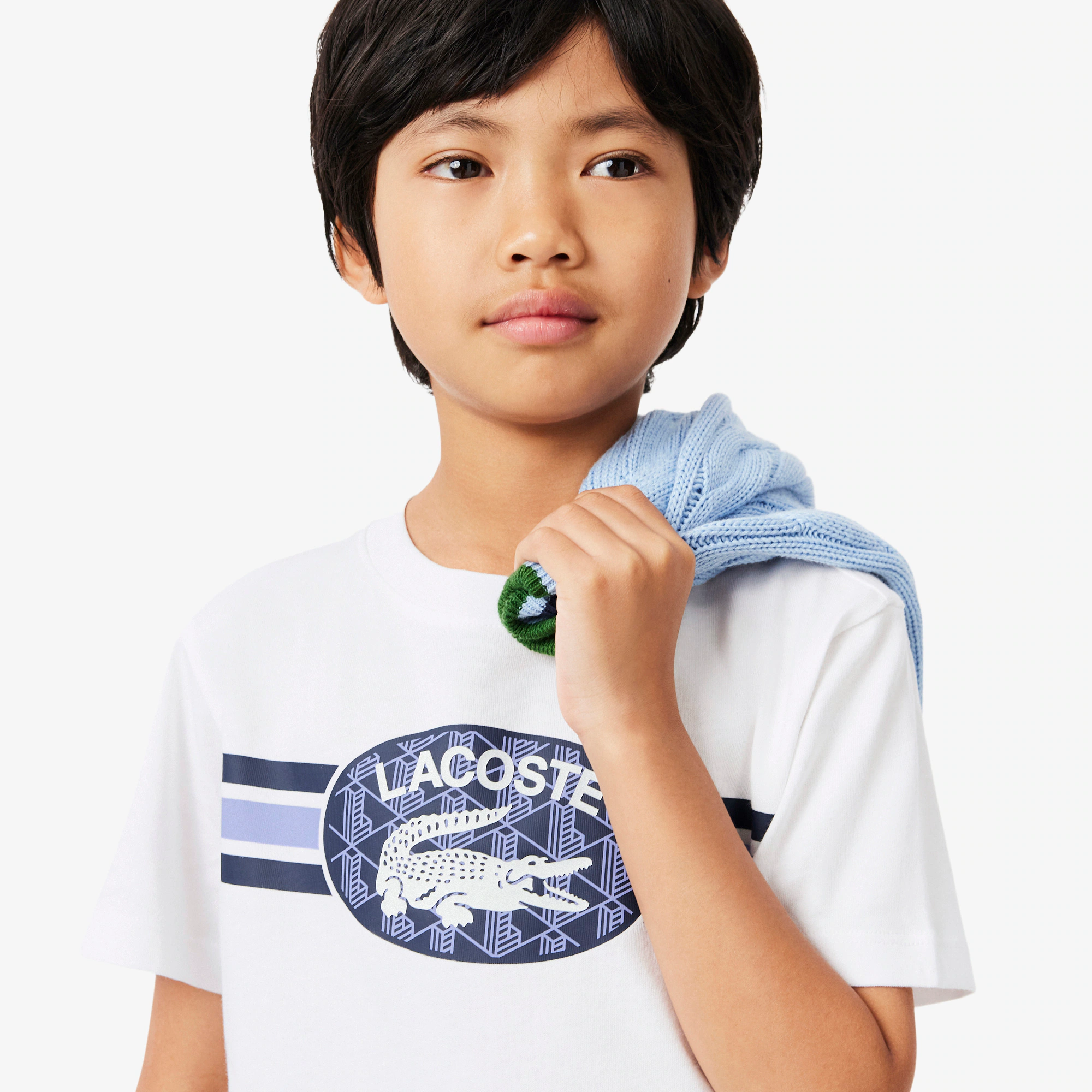 Boys' Monogram Print Cotton T-Shirt