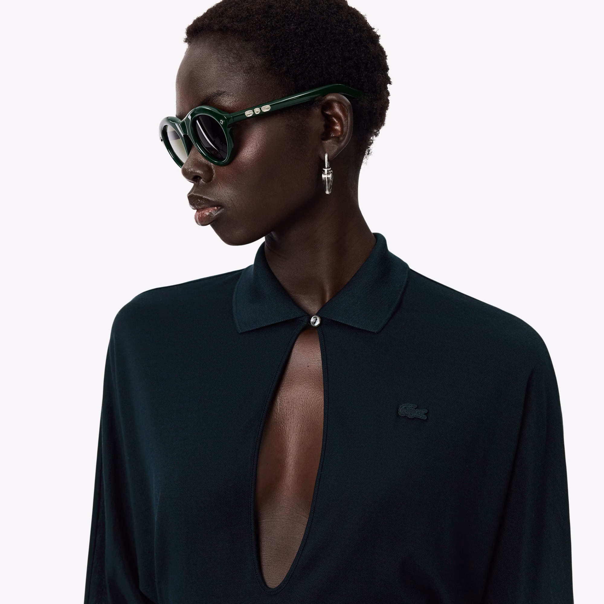 Runway Polo Collar Silk Maxi Dress