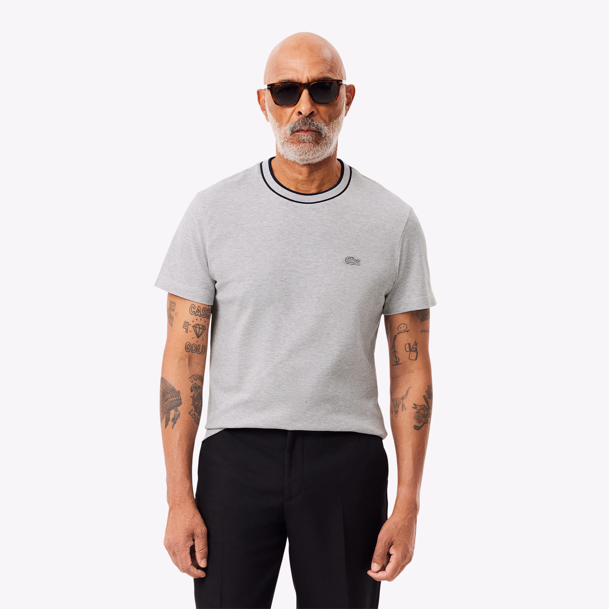 Men's Stretch Piqué Striped Collar T-Shirt