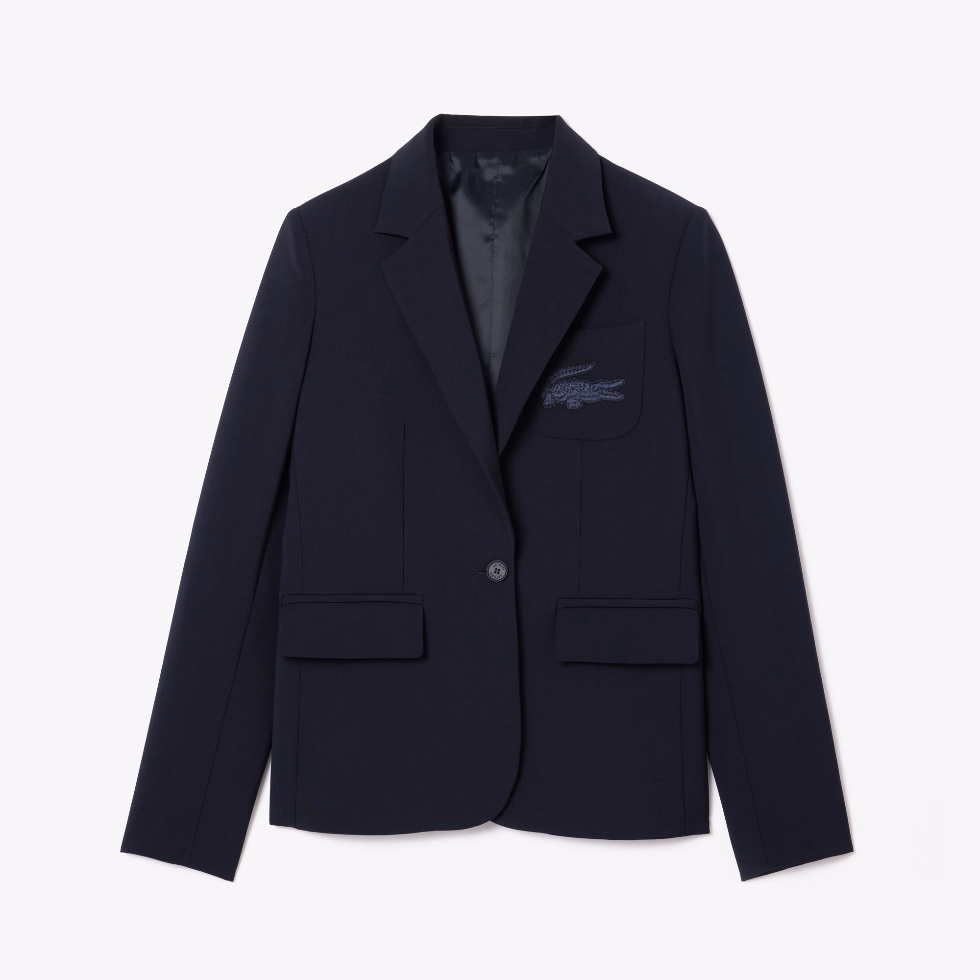 Women's Embroidered Logo Slim Fit Wool Blazer