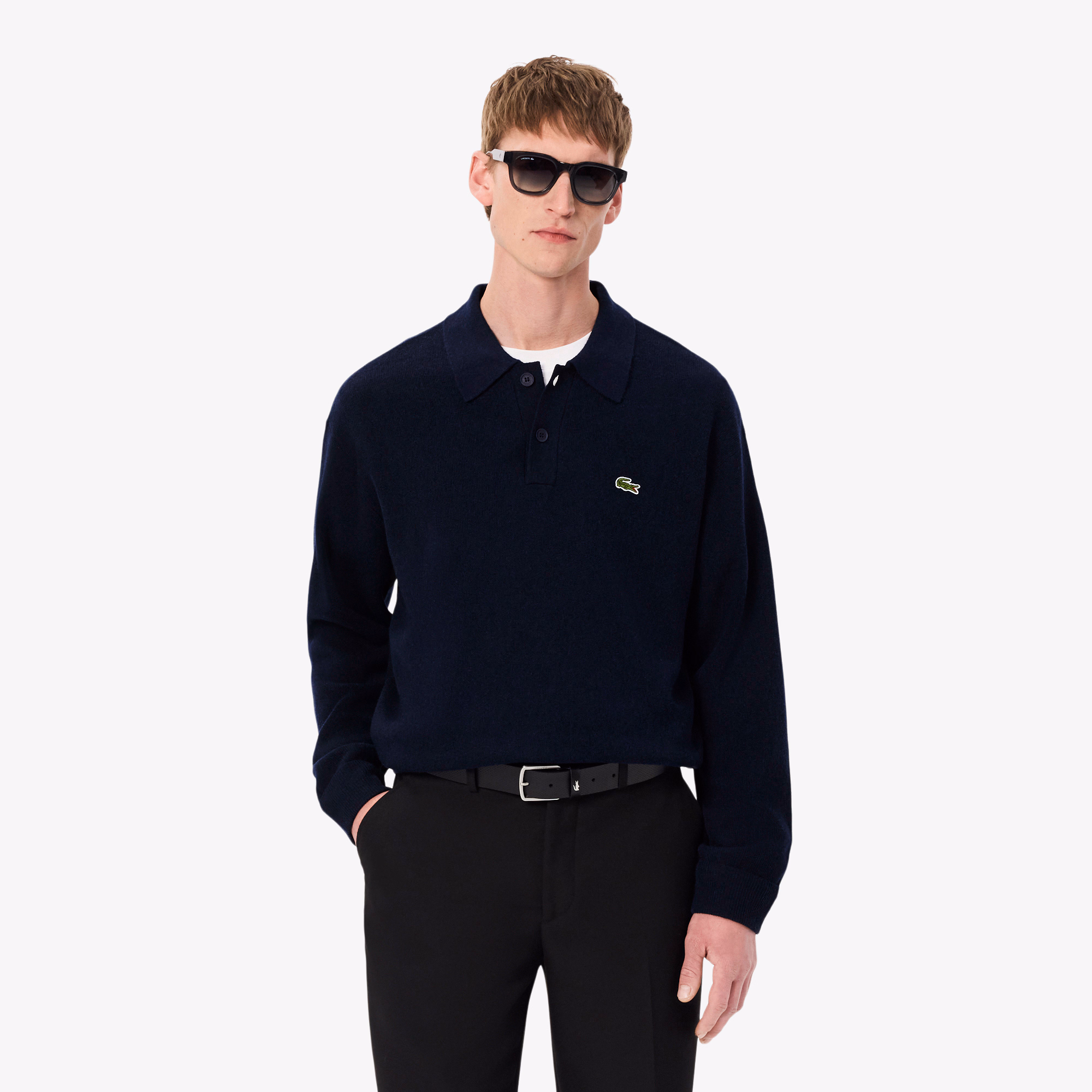 Men's Relaxed Fit Wool Polo Sweater