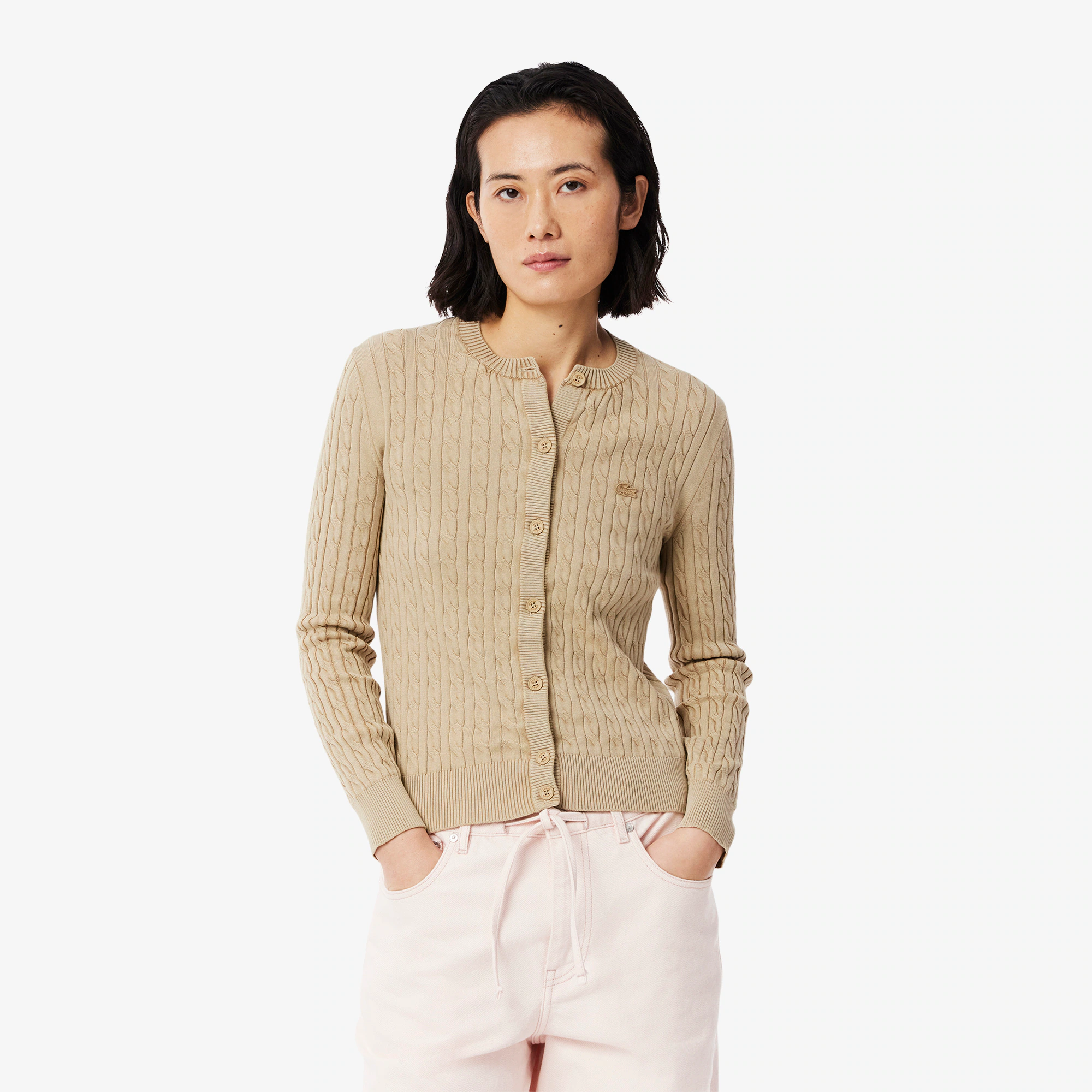 Women's Wash Effect Cable Knit Cardigan