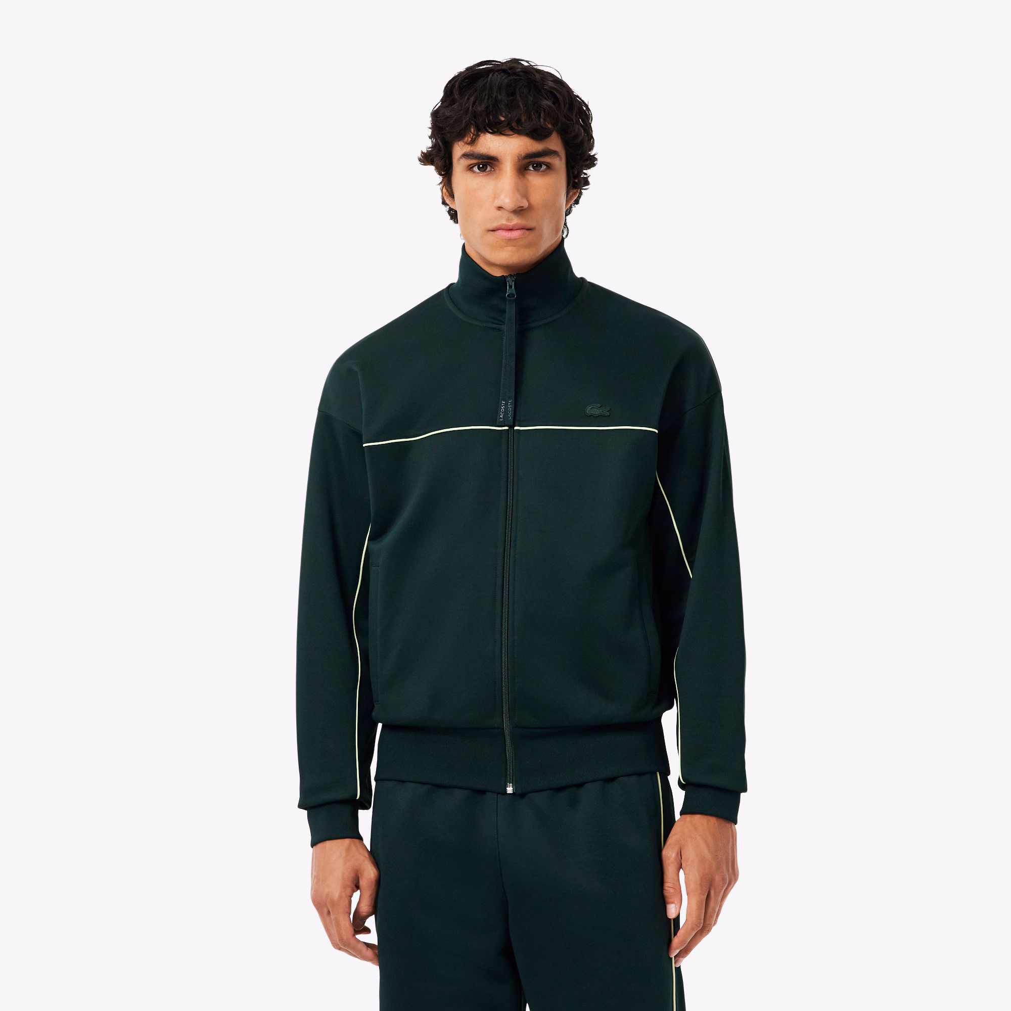 Men's Satin Effect Zip-Up Fleece Sweatshirt