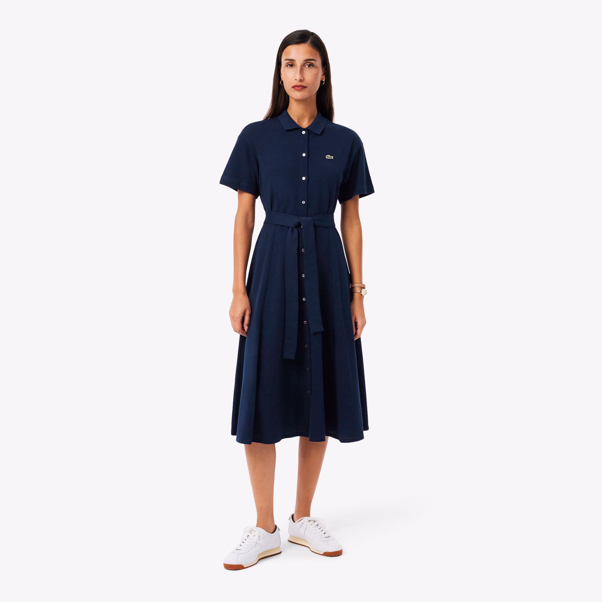 Women's Flared Mini-Piqué Polo Dress