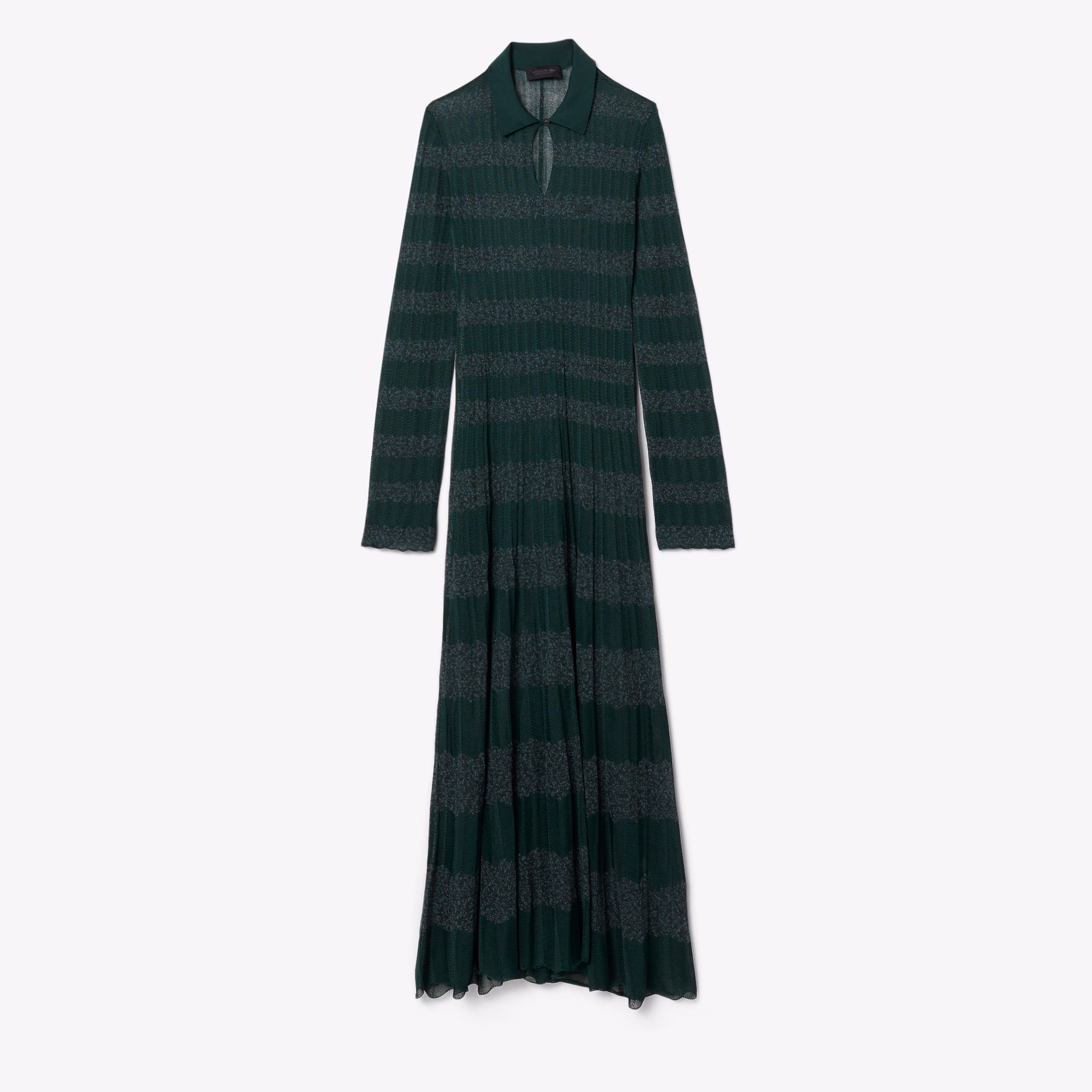 Runway Polo Collar Pointelle Maxi Dress