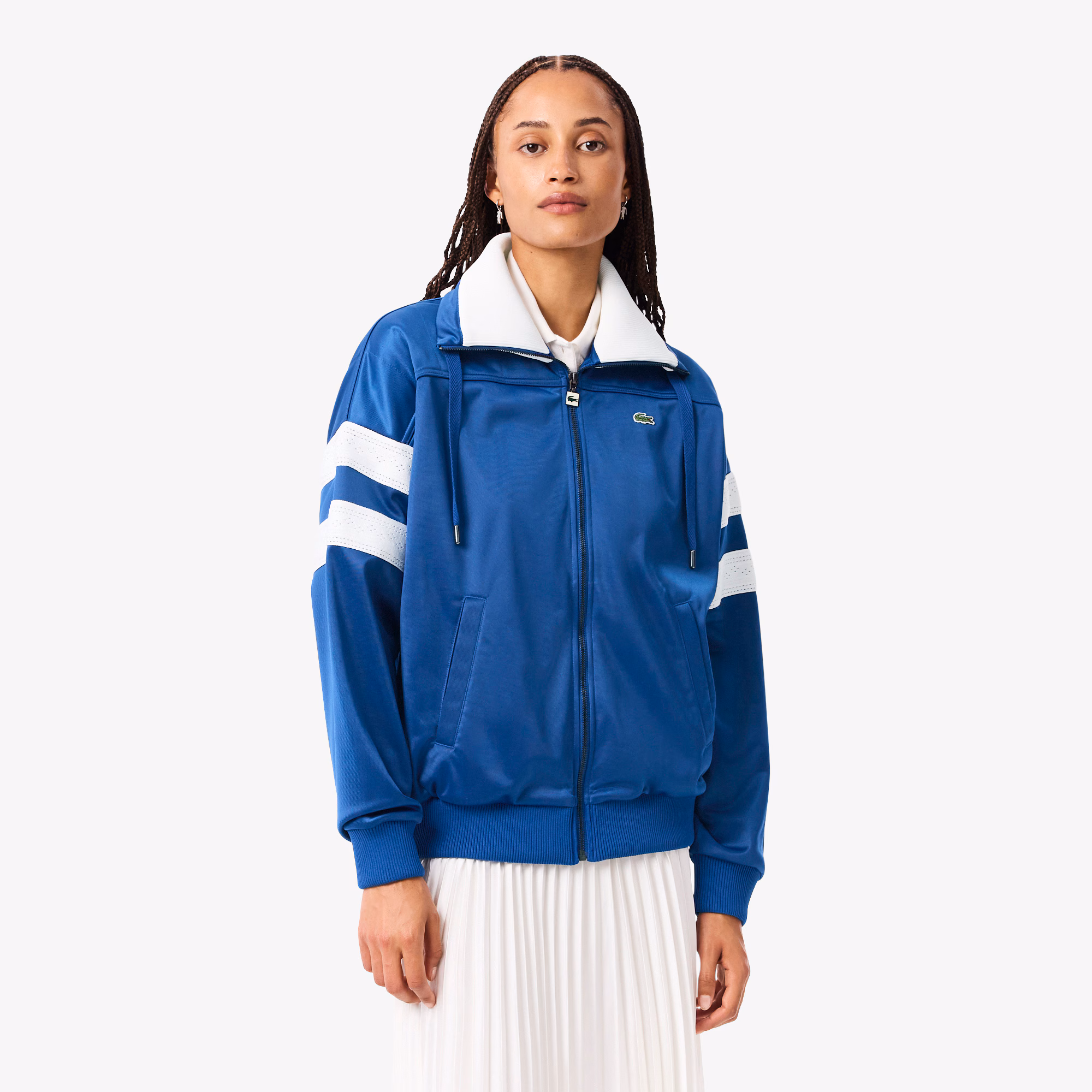 Women's Oversized Pointelle Stripe Satin Sweatshirt