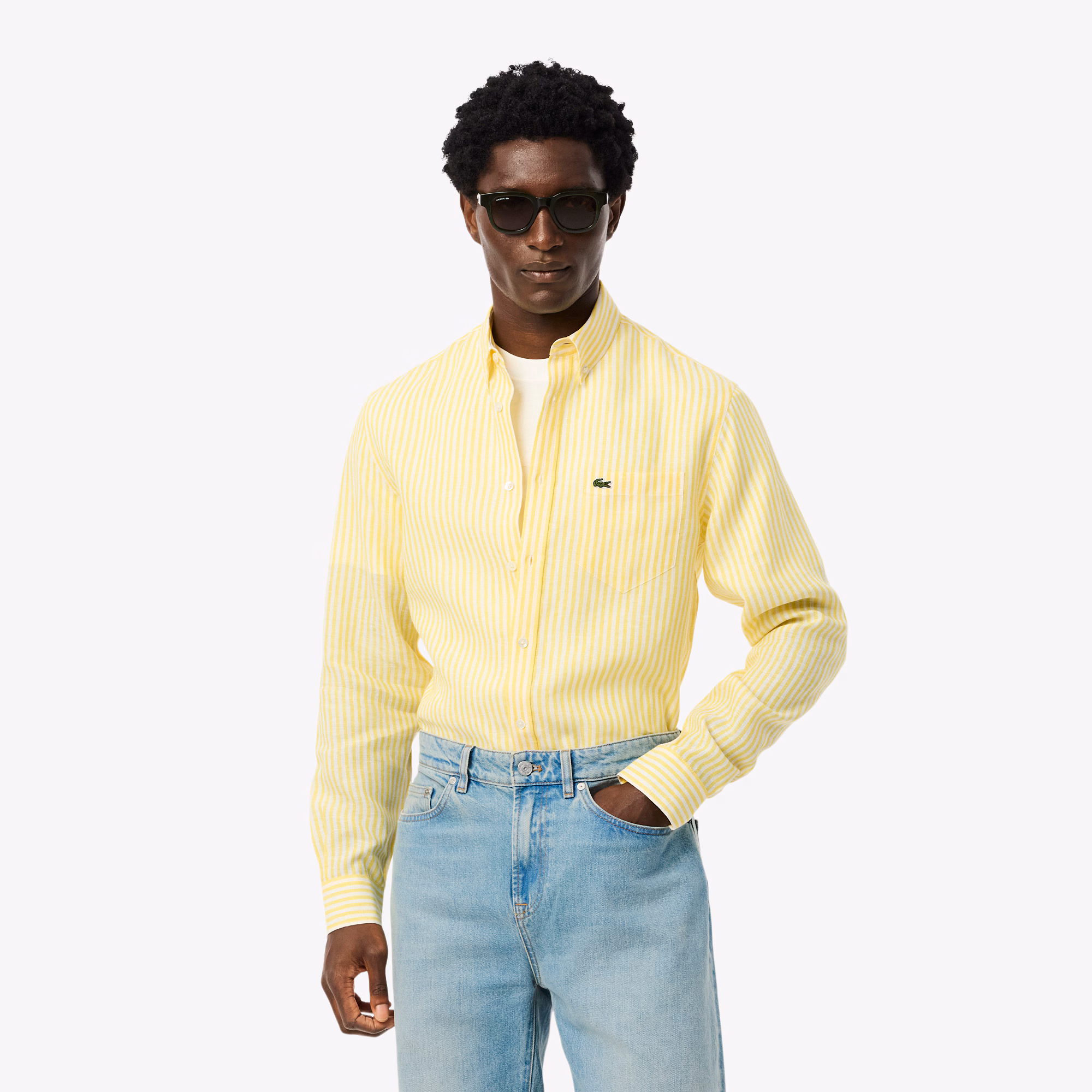 Men's Regular Fit Striped Linen Shirt