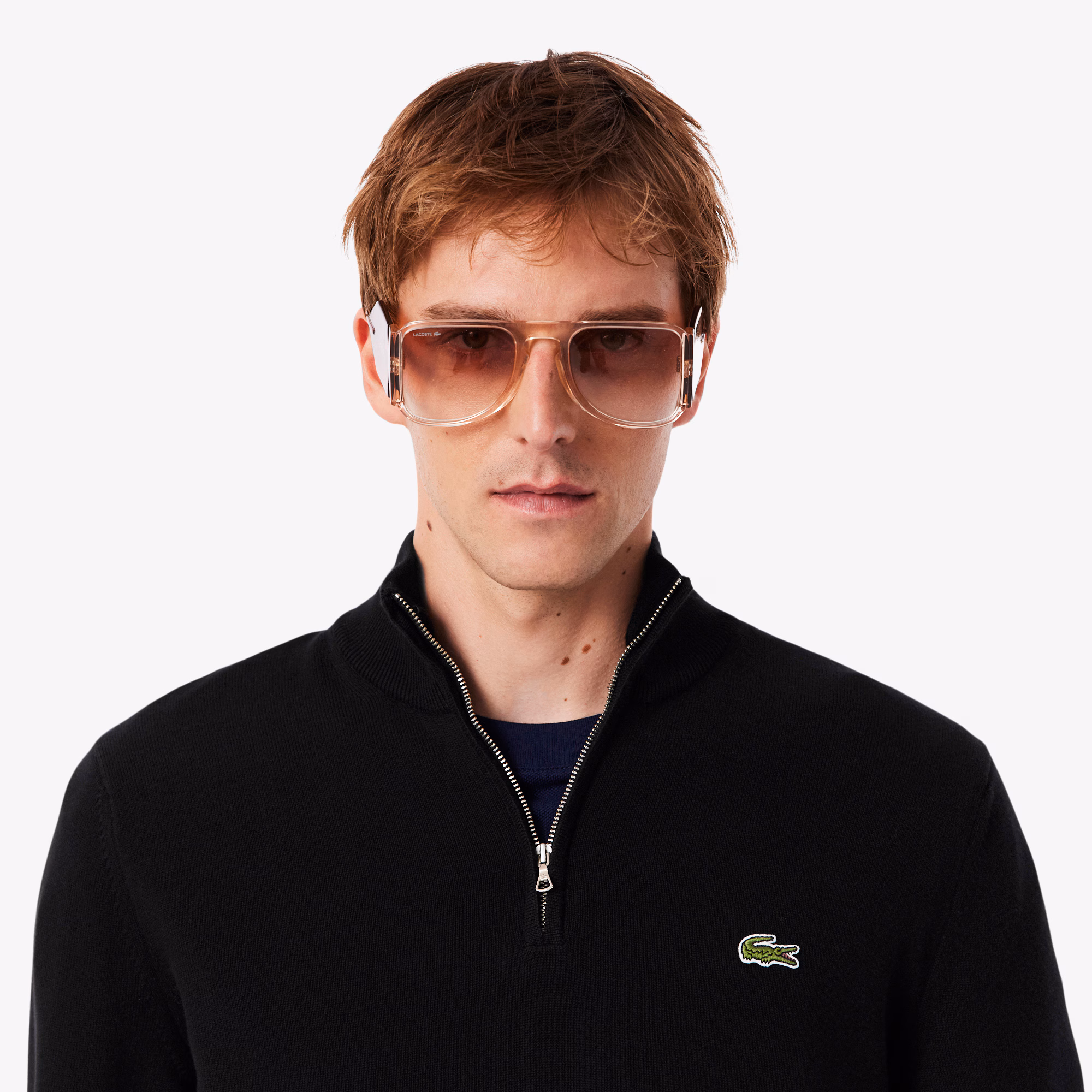 Men's Zip-Up High-Neck Cotton Sweater