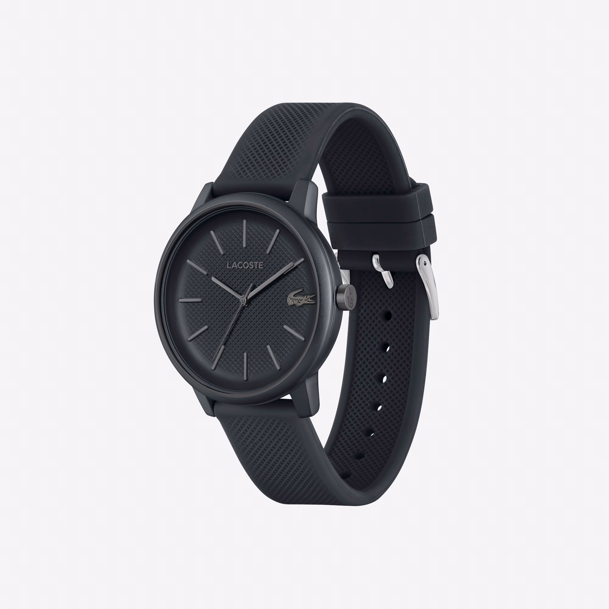 Men's Lacoste.12.12 Move 3 Hands Watch Black Silicone