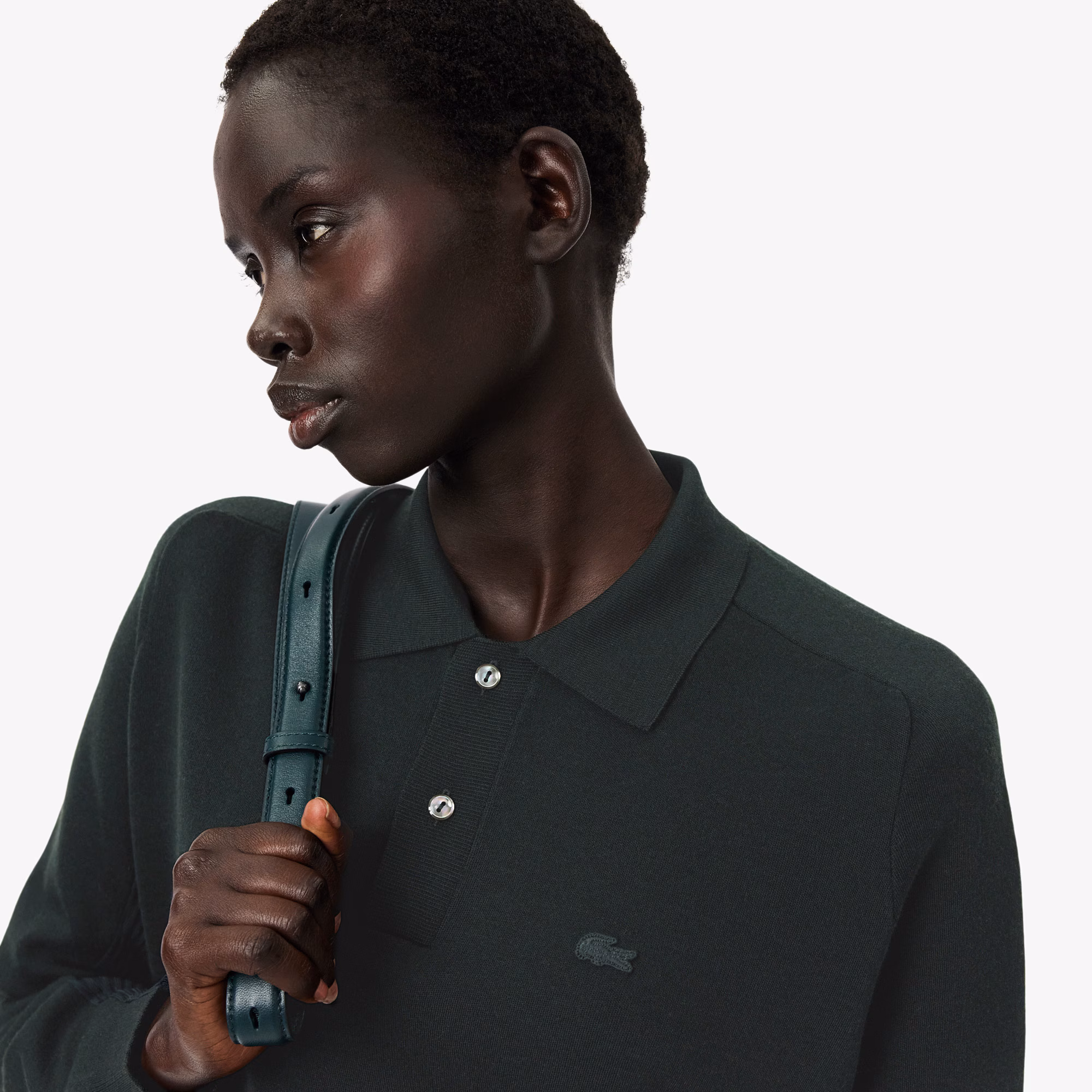 Runway Wool Blend Polo Collar Sweater