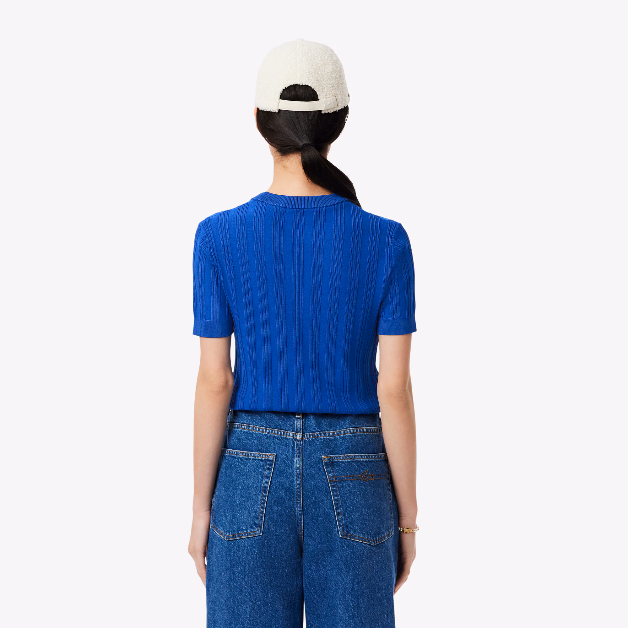 Women's Short Sleeve Rib Knit Sweater