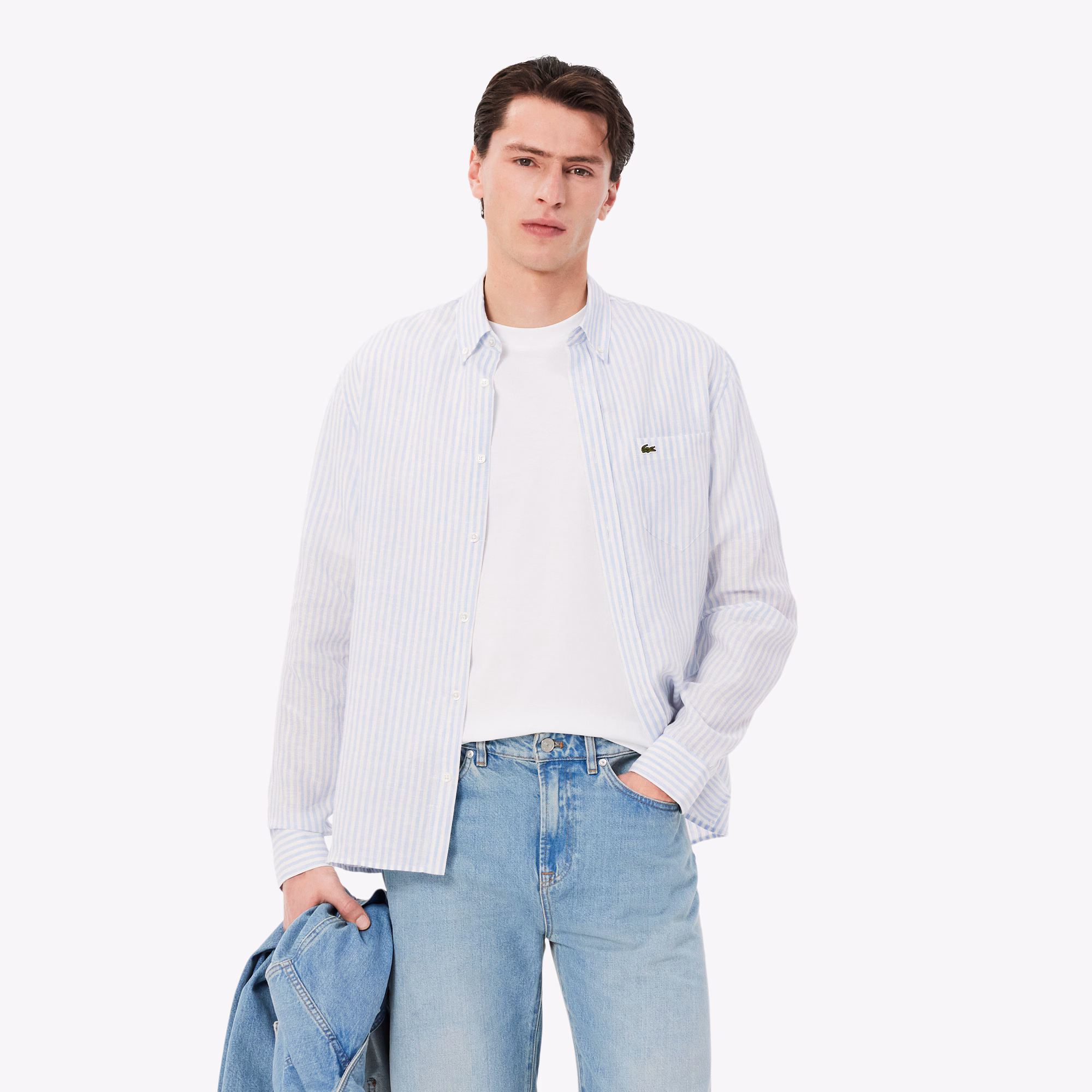 Men's Regular Fit Striped Linen Shirt