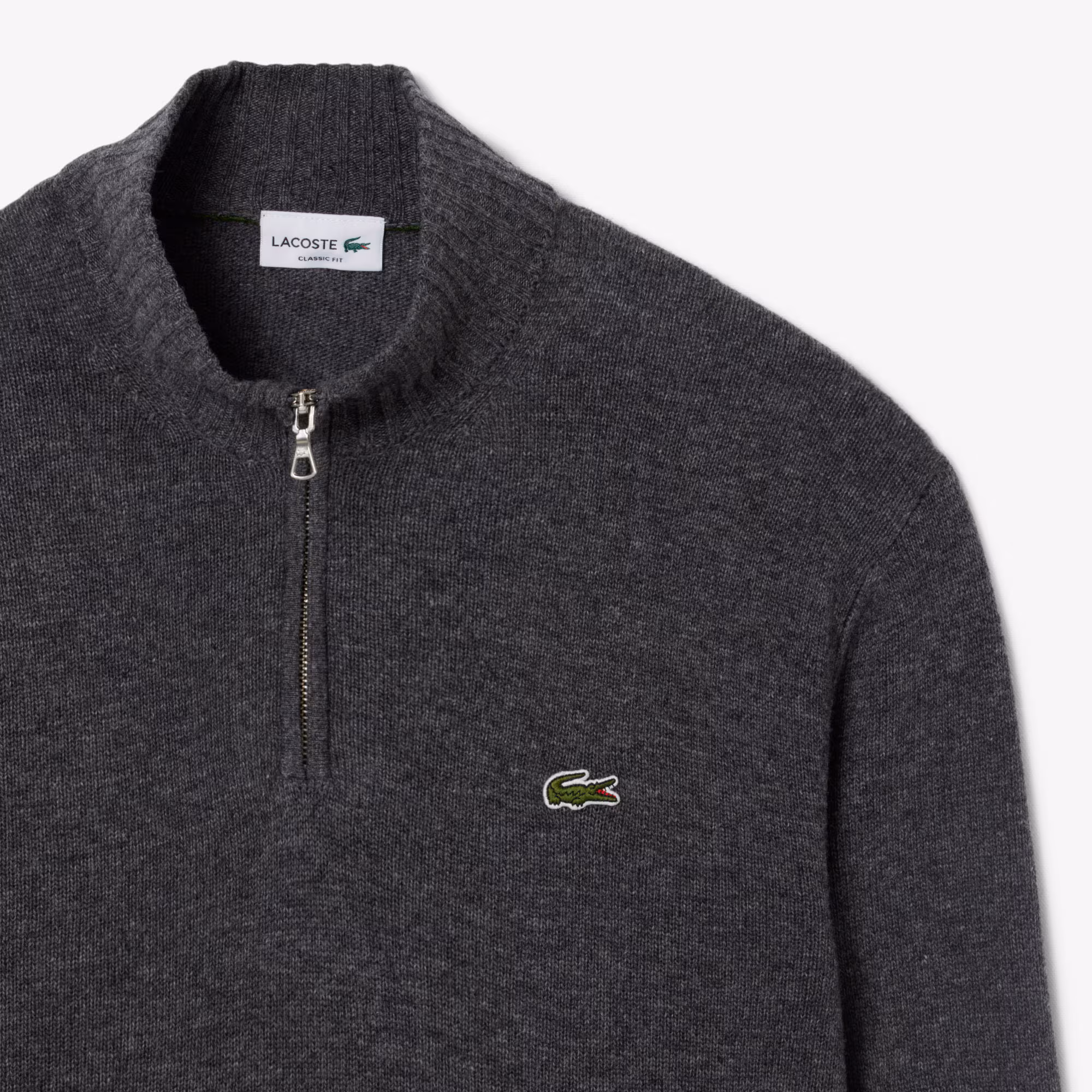 Men's Zip-Up High-Neck Wool Sweater