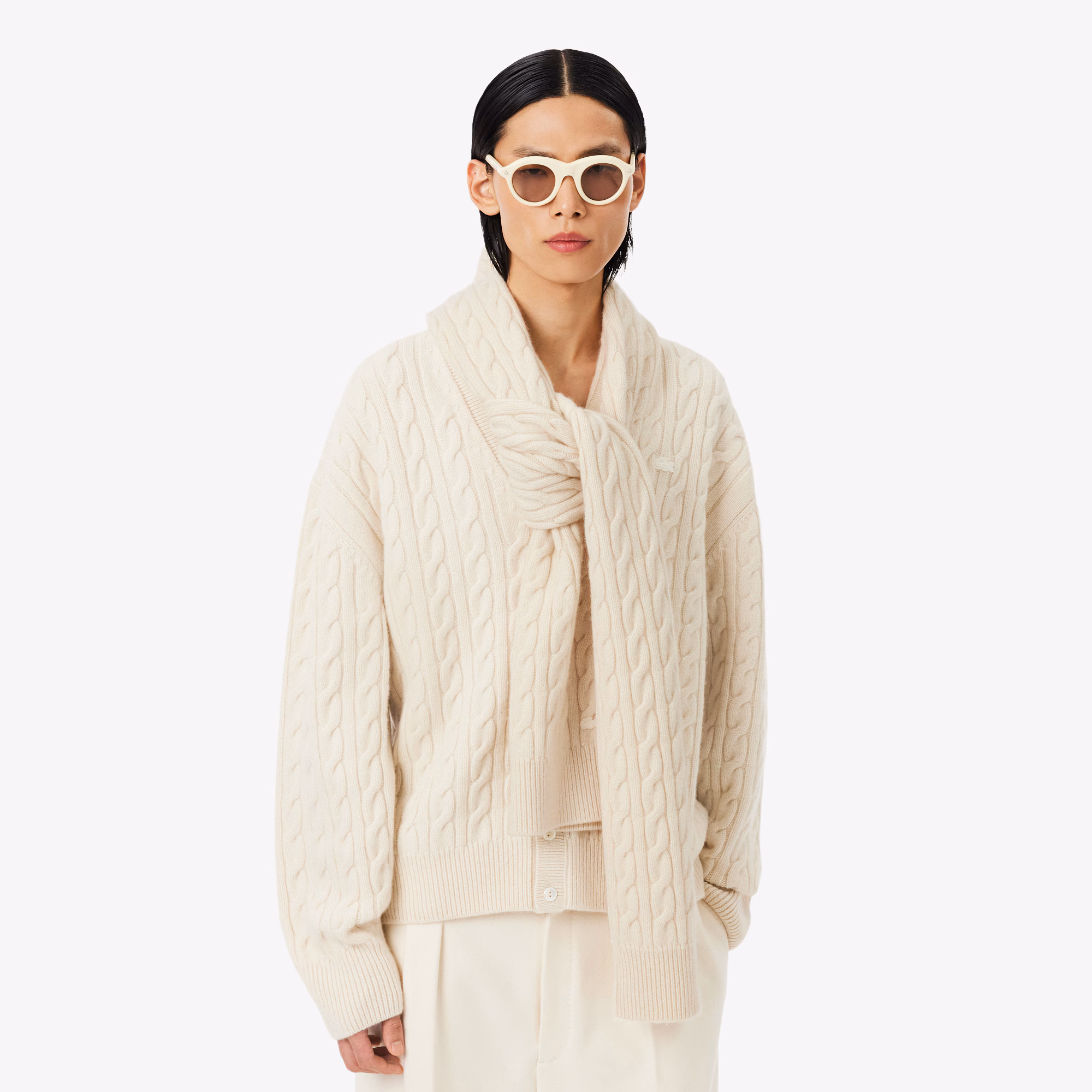 Runway Cable Knit Cashmere Scarf