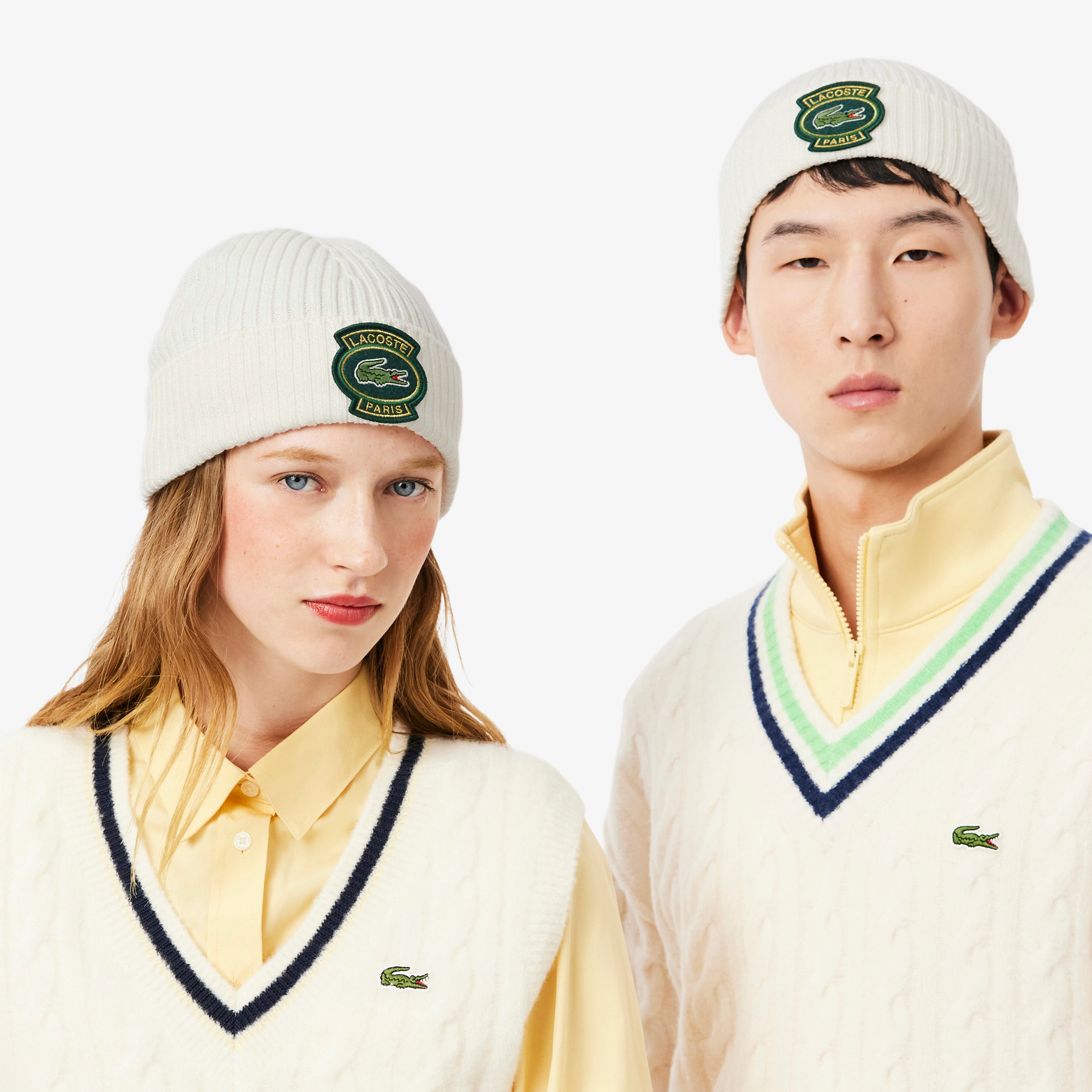 Unisex Ribbed Wool Badge Beanie