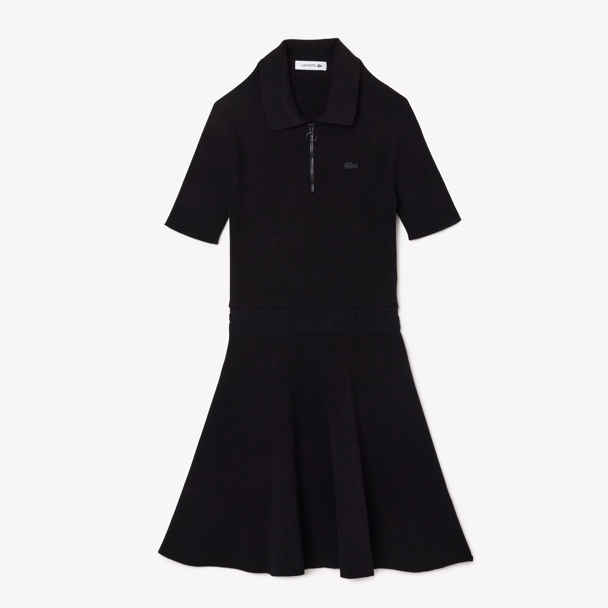 Women's 3D Rib Knit Zip-Up Polo Dress