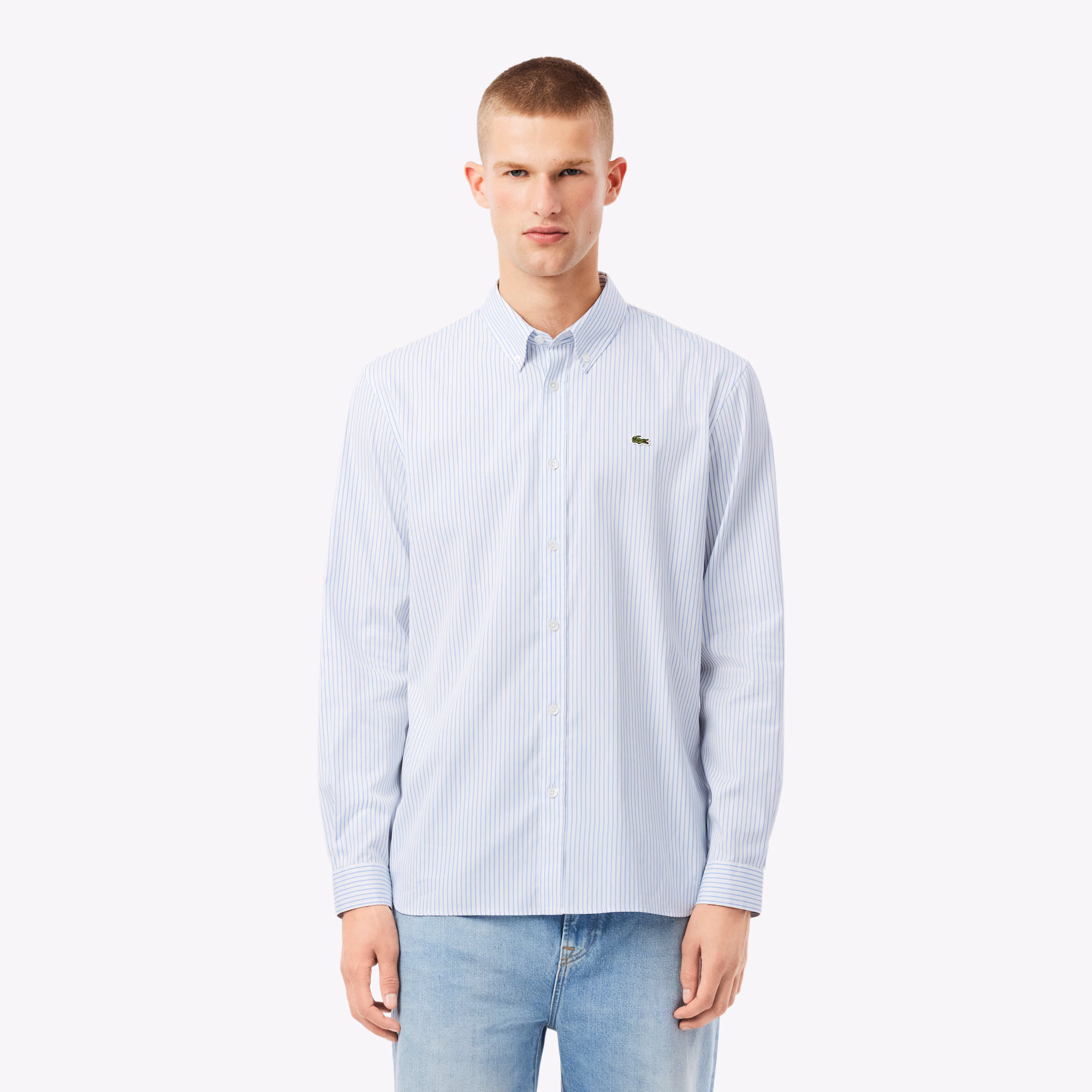 Men's Regular Fit Striped Pinpoint Shirt