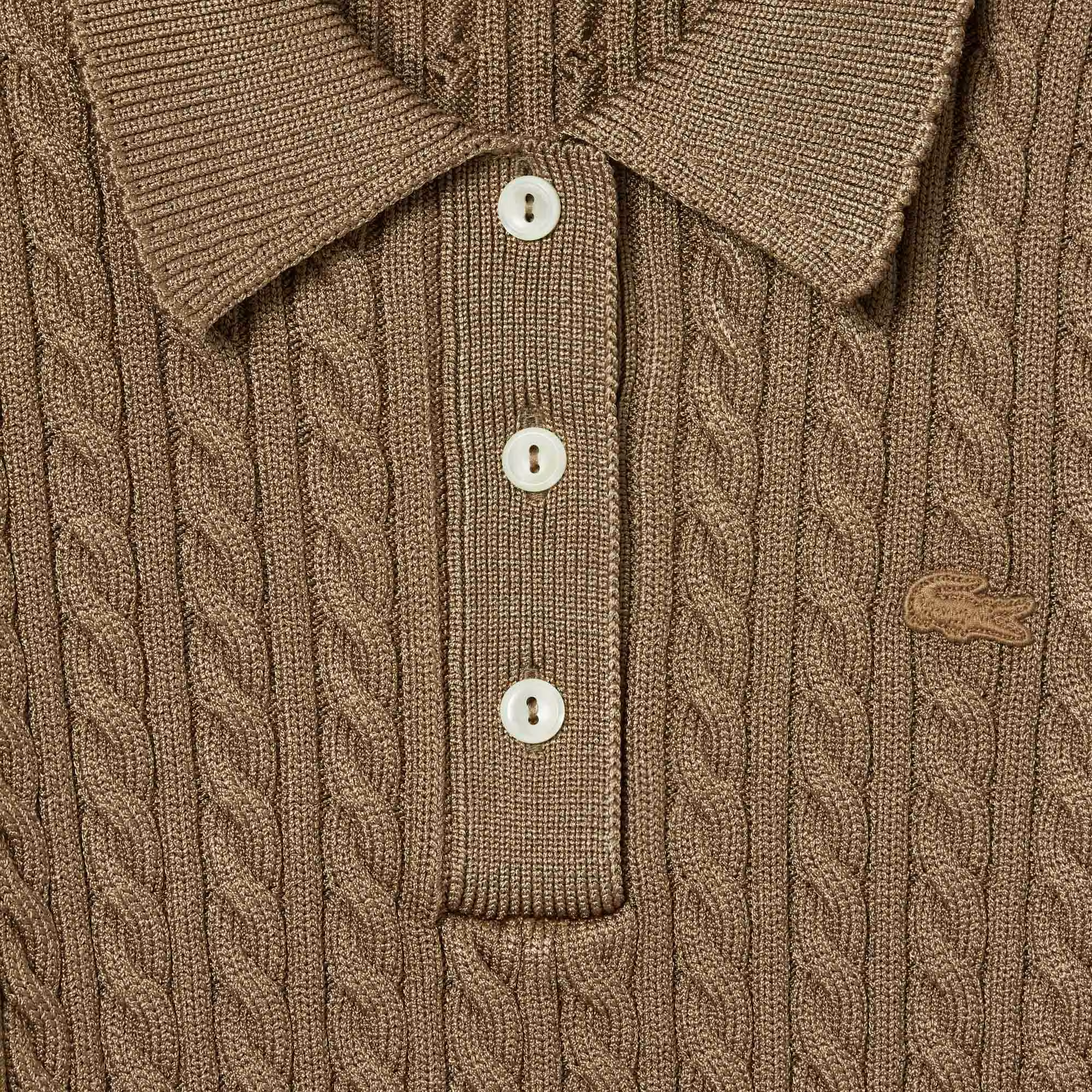 Runway Cable Knit Polo Collar Sweater