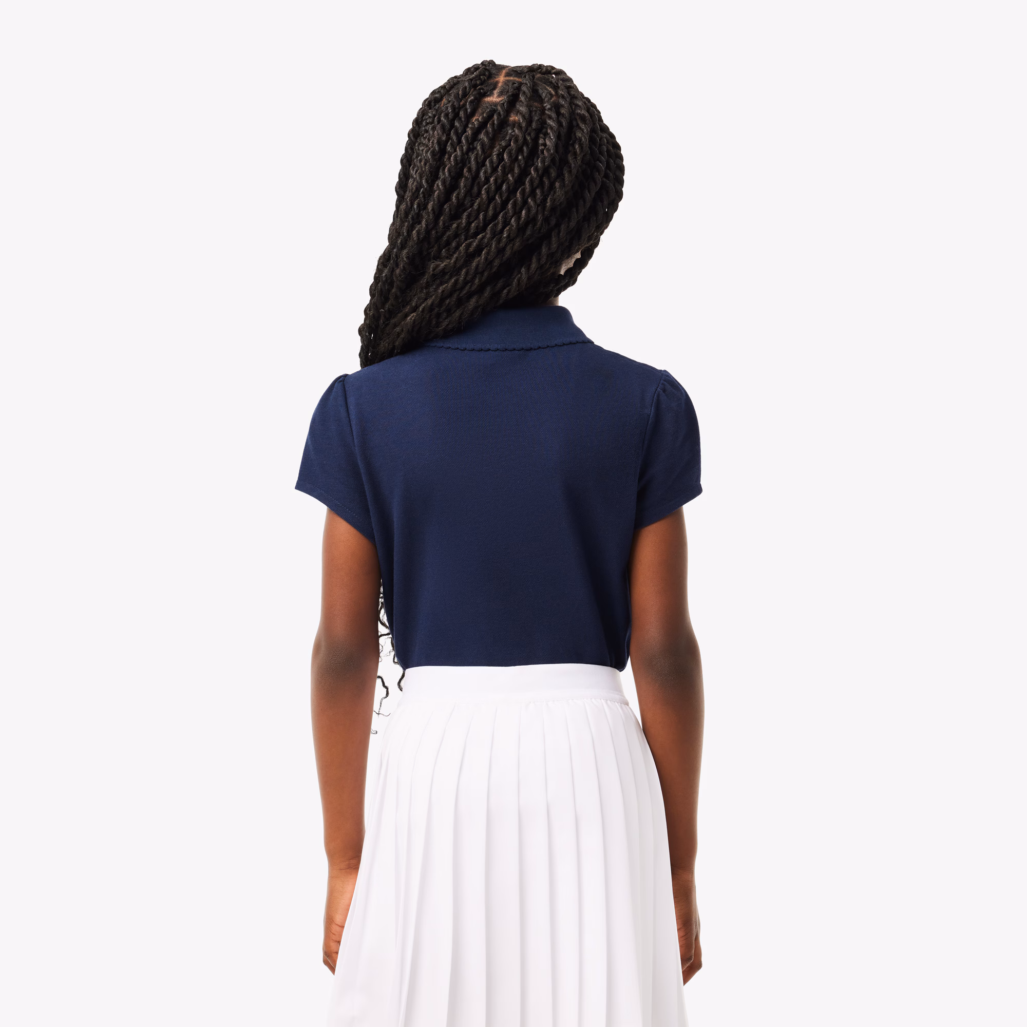 Kids' Scalloped Collar Mini Piqué Polo