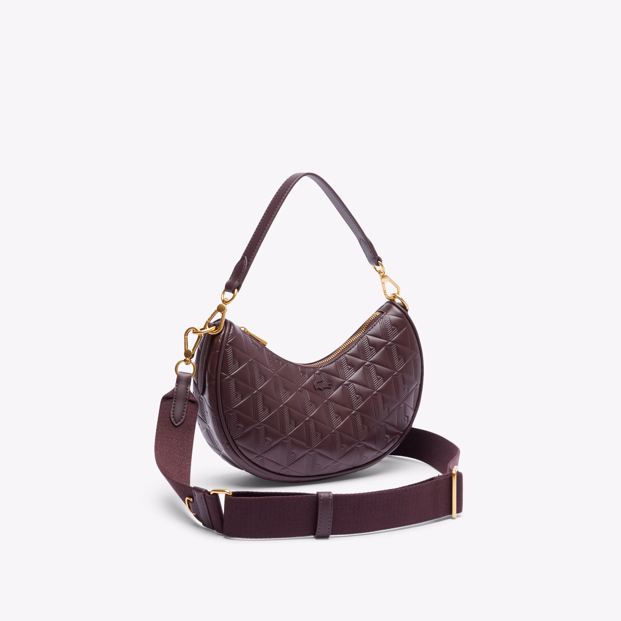 Maheki Embossed Leather Half Moon Bag